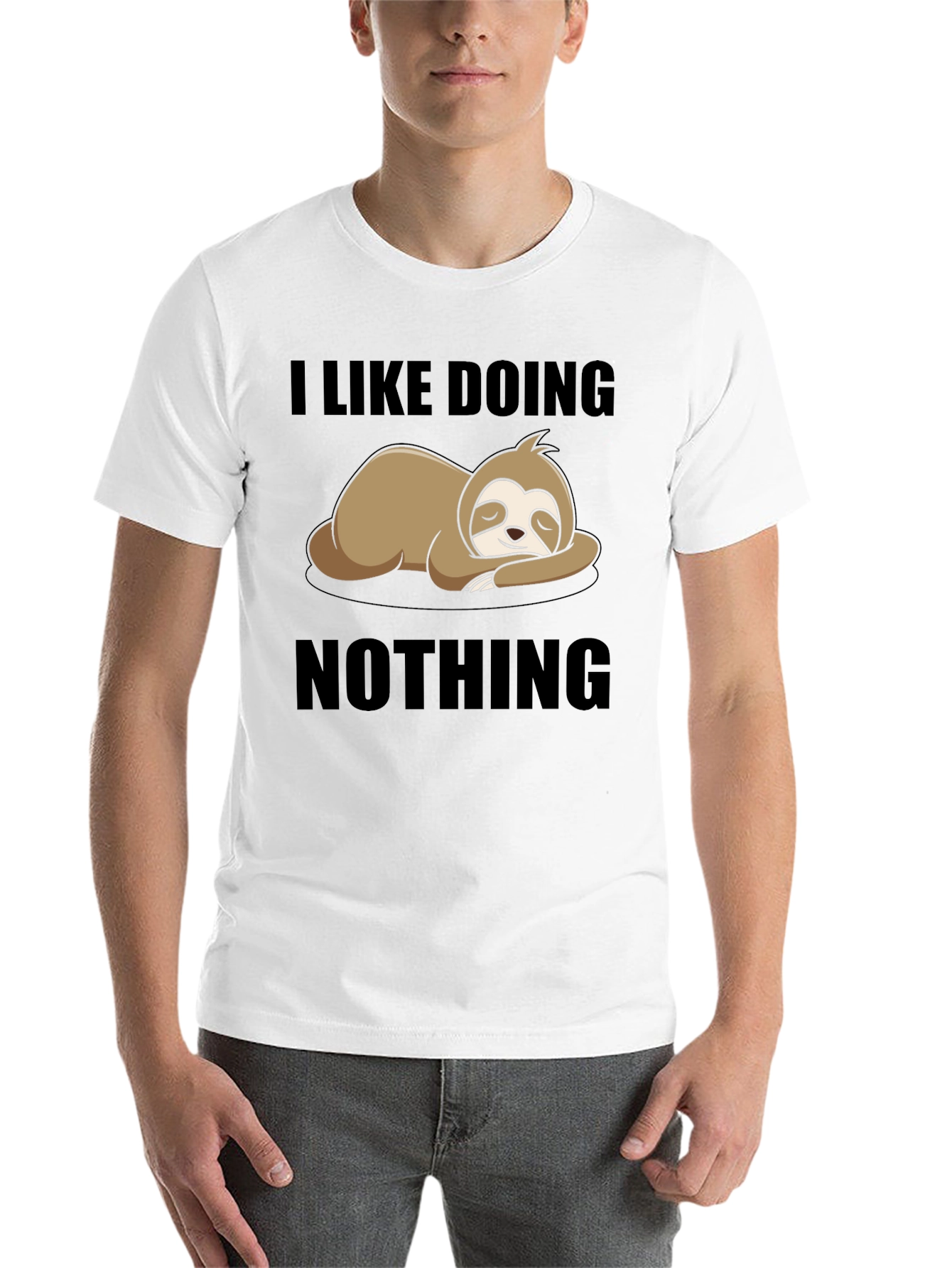Black Lazy Sloth Tee: I Like Doing Nothing T-Shirt view 14