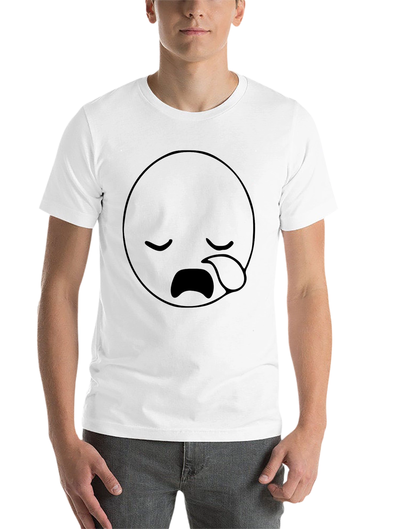 Black Sad Face Emoji Graphic Black T-Shirt view 14