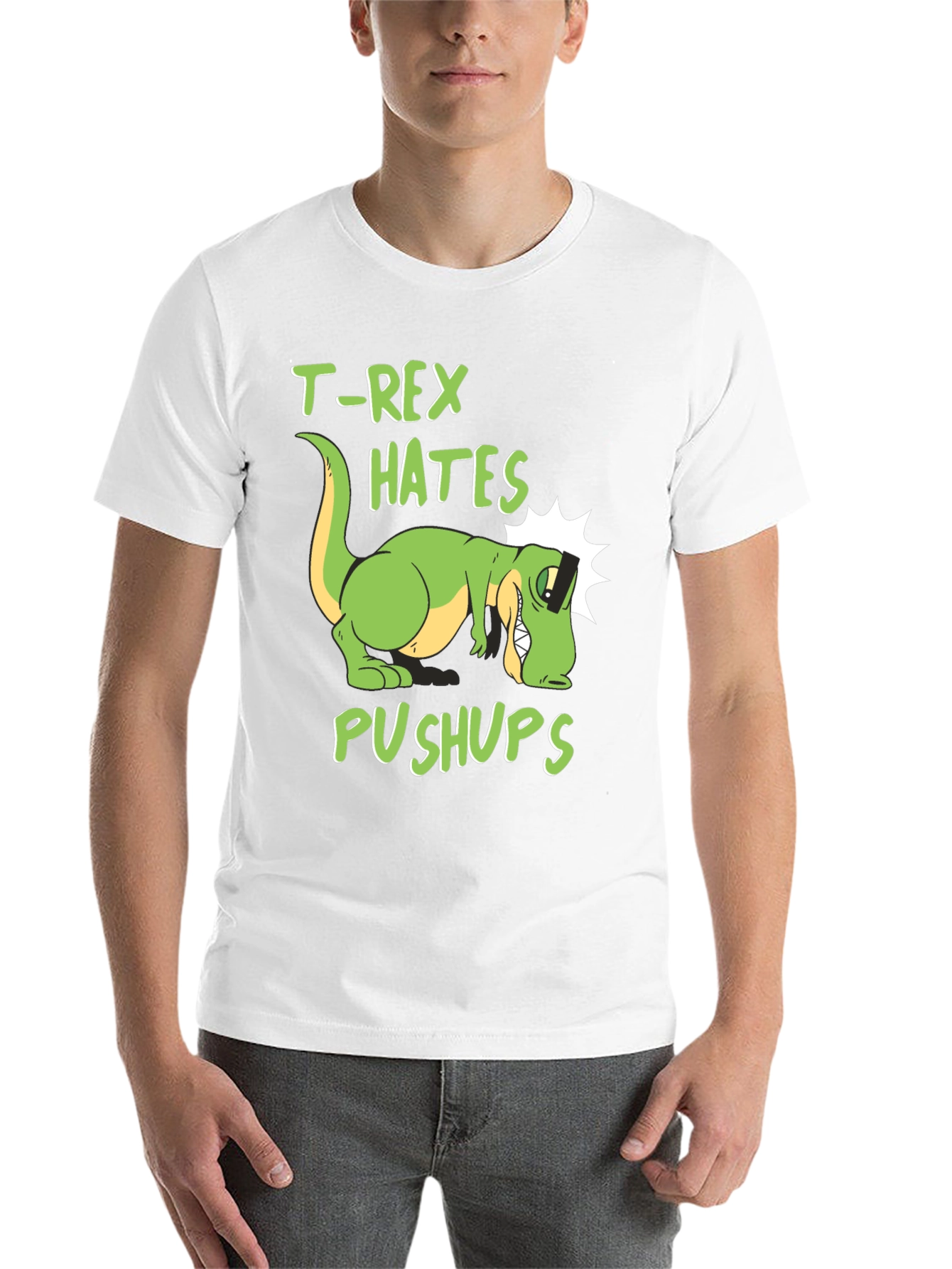Black T-Rex Hates Pushups Graphic Tee view 14