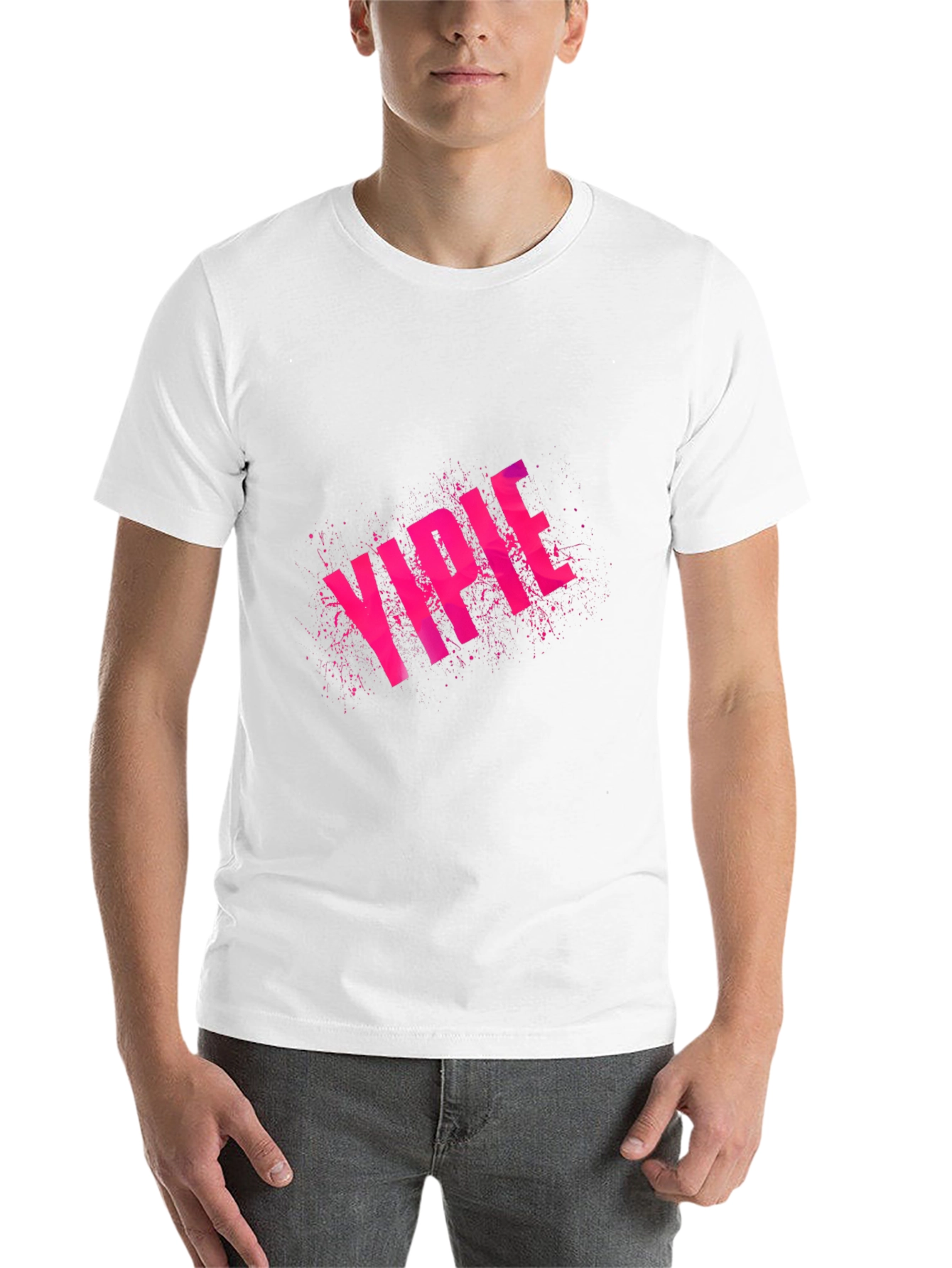 Black YIPEE Graphic Tee - Funky Pink Design view 14
