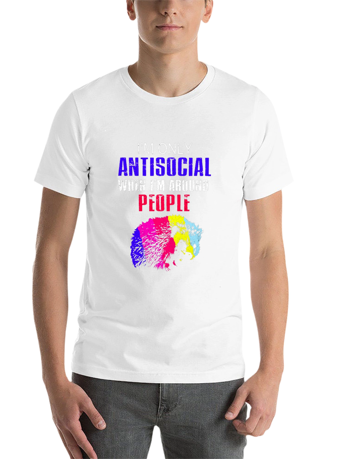 Black Antisocial Hedgehog Tee - Quirky Graphic T-Shirt view 14