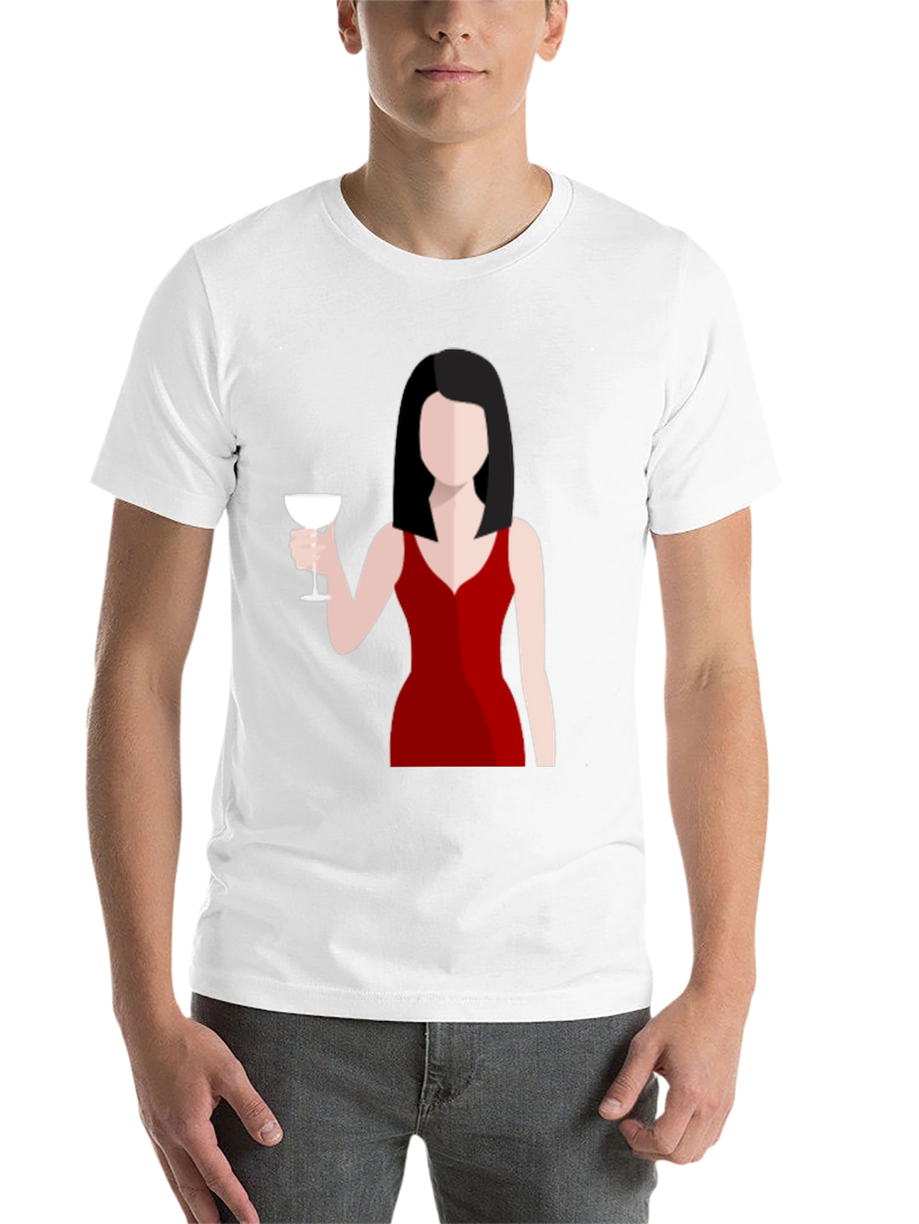 Black Lady in Red T-Shirt - Minimalist Design view 14