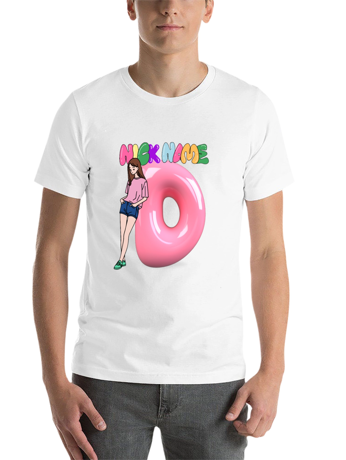 Black Nickname Donut Graphic T-Shirt view 14