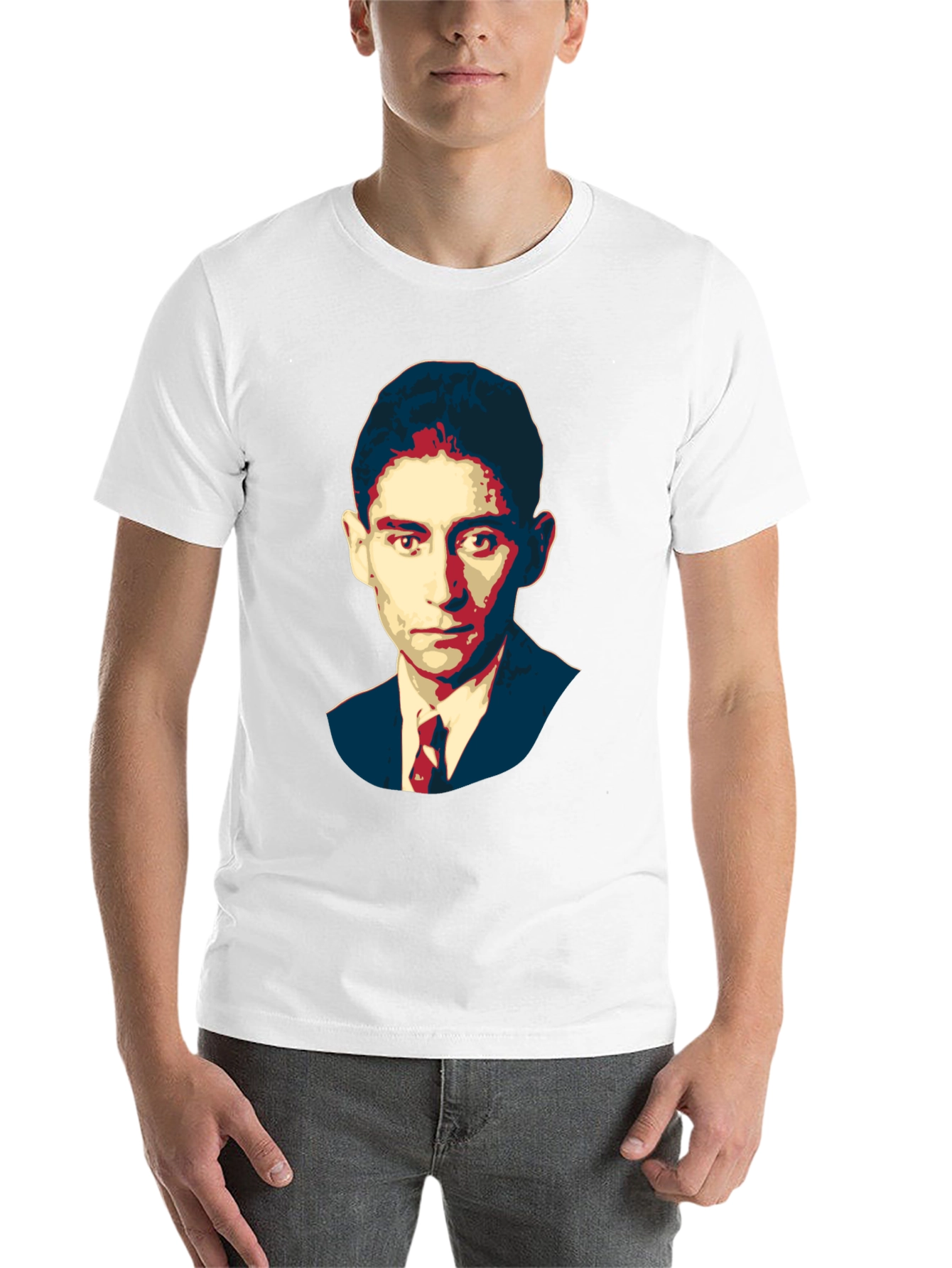 Black Kafka Portrait Black T-Shirt - Literary Graphic Tee view 14