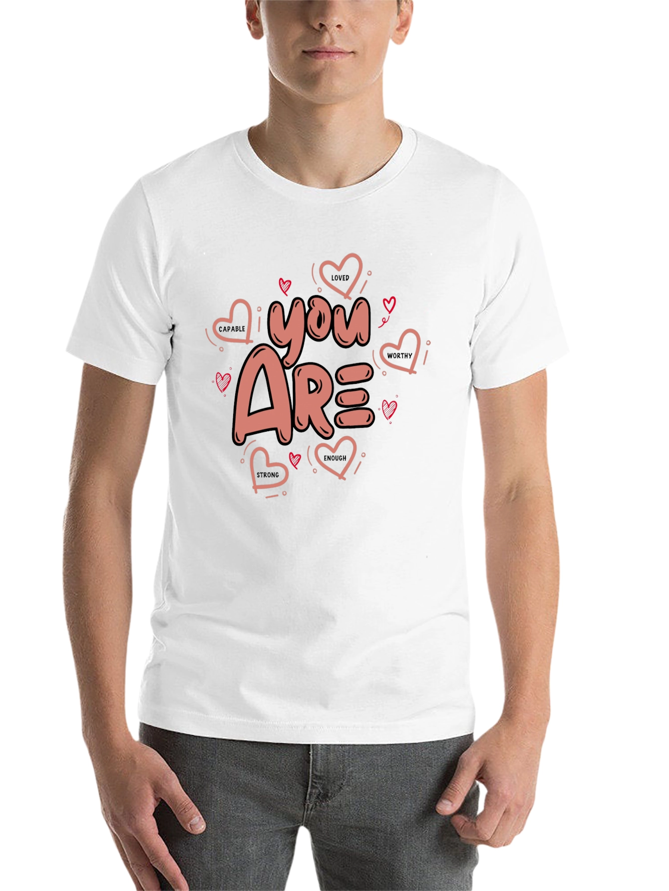 Black You Are Loved Valentines Black Graphic Tee view 14
