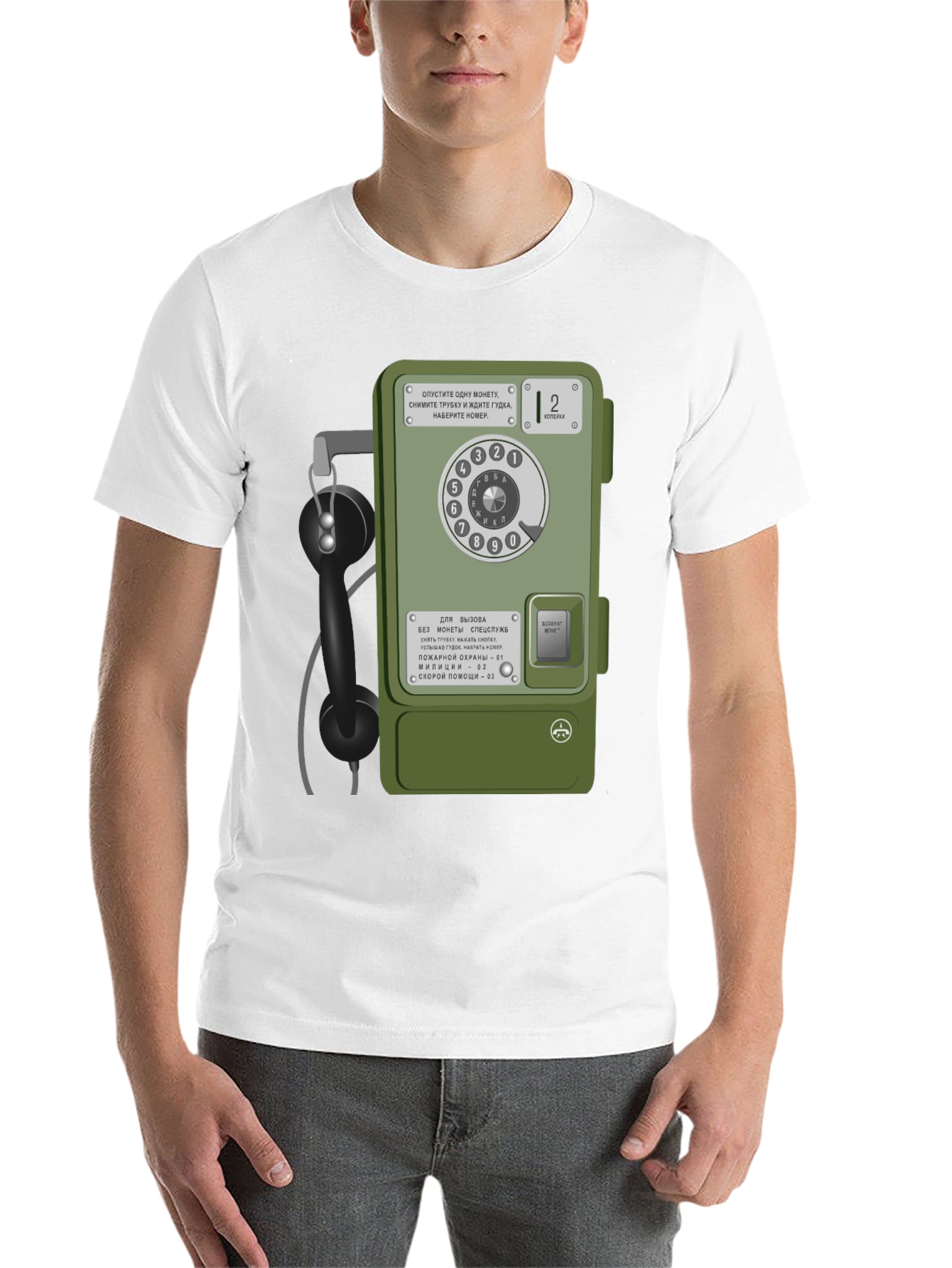 Black Retro Russian Payphone T-Shirt view 14