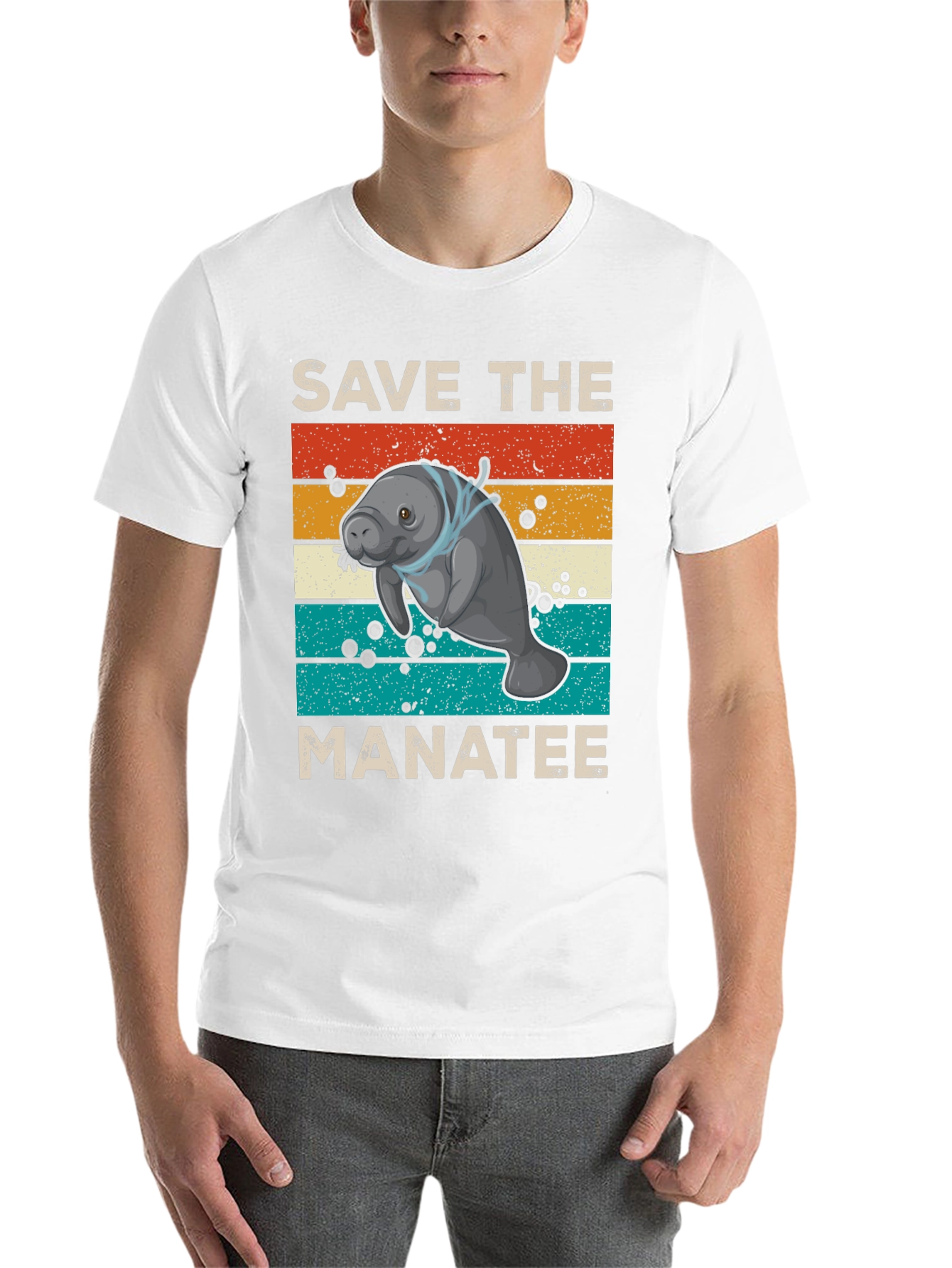 Black Save the Manatee Graphic T-Shirt - Eco-Friendly Sea Life Tee view 14