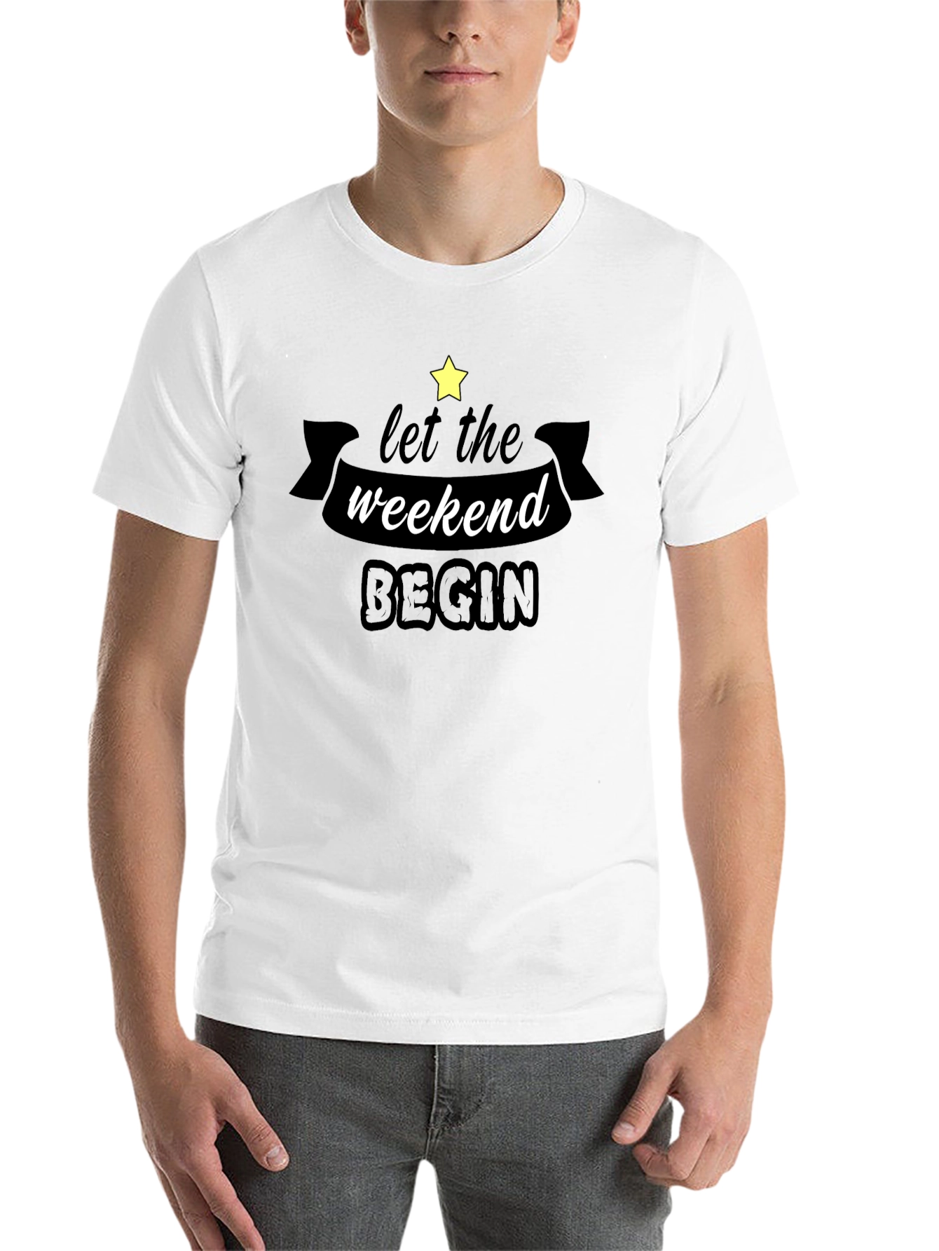 Black Let The Weekend Begin Graphic Tee - Black Cotton T-Shirt view 14