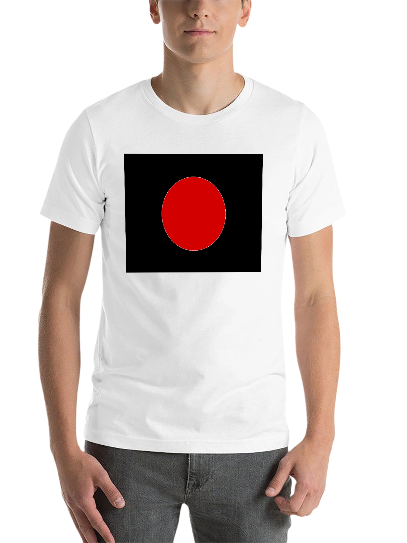 Black Minimalist Black T-Shirt - Red Circle Graphic view 14