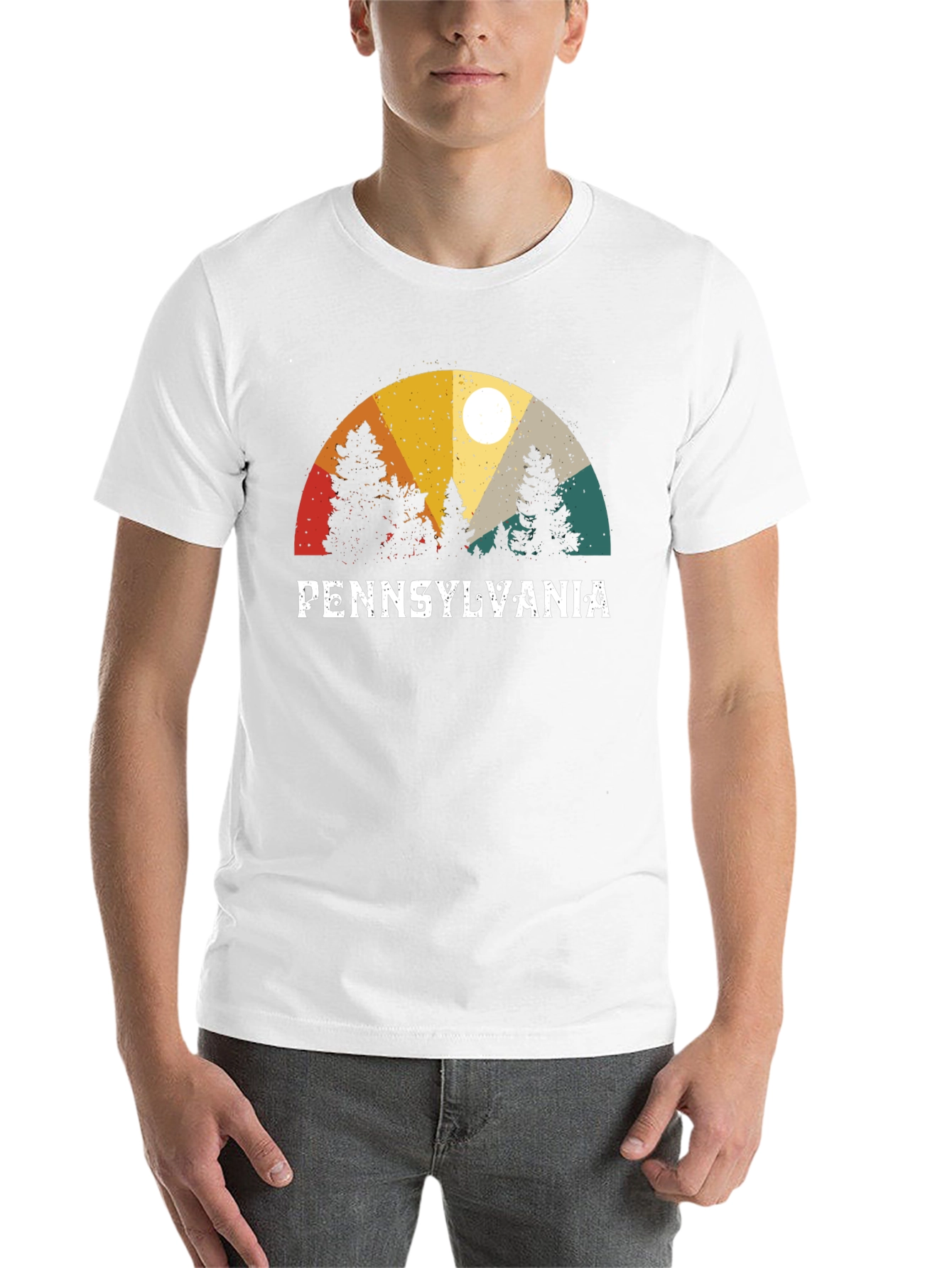 Black Pennsylvania Retro Sunset Graphic T-Shirt view 14
