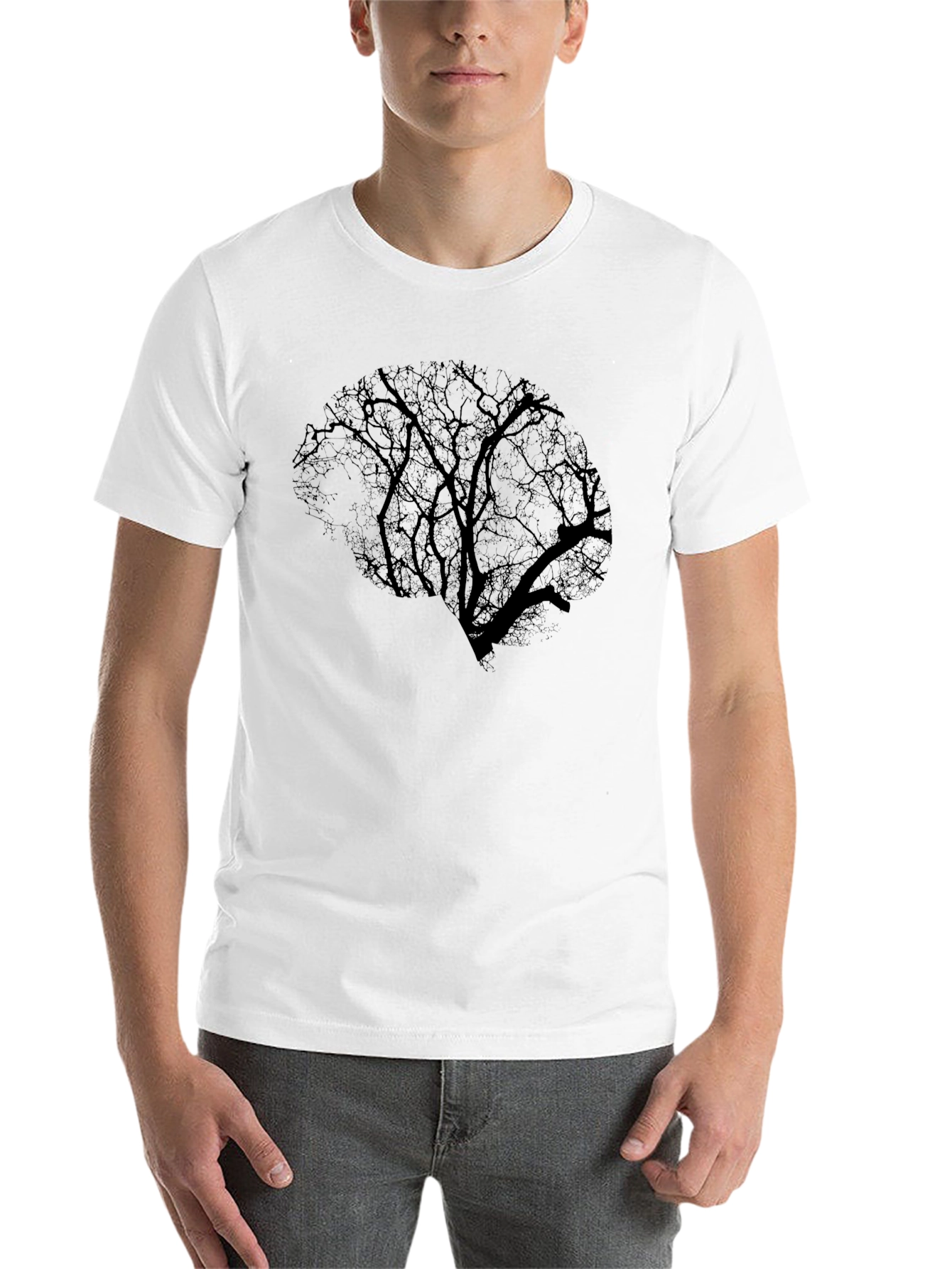 Black Brain Tree Graphic Tee - Black Cotton T-Shirt view 14