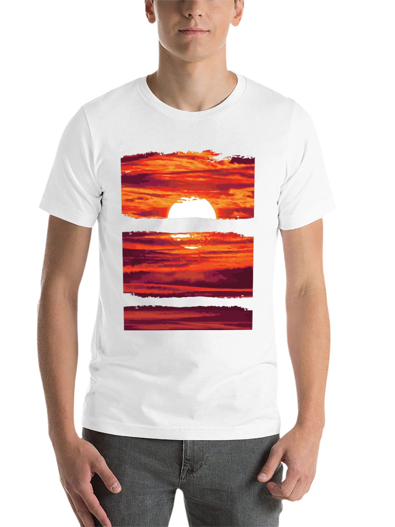 Black Sunset Graphic Tee | Black Crew Neck T-Shirt view 14