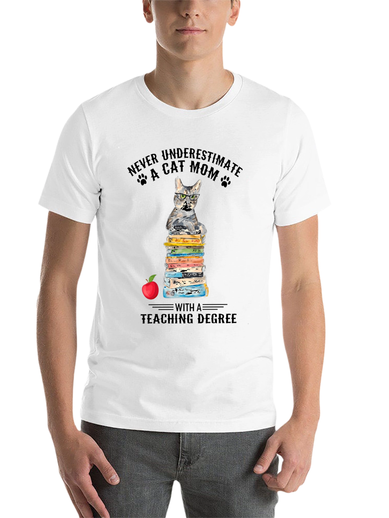 Black Cat Mom Teaching Degree T-Shirt - Teacher Gift view 14