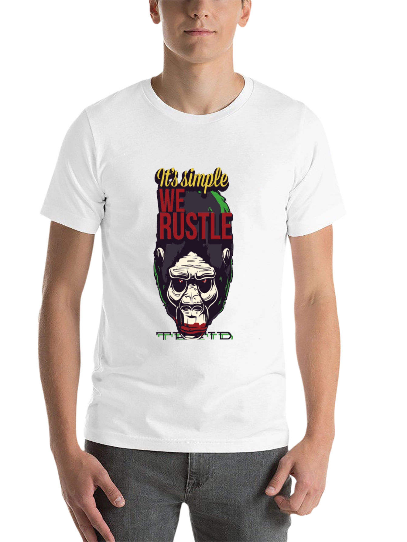 Black It's Simple We Rustle Gorilla T-Shirt view 14