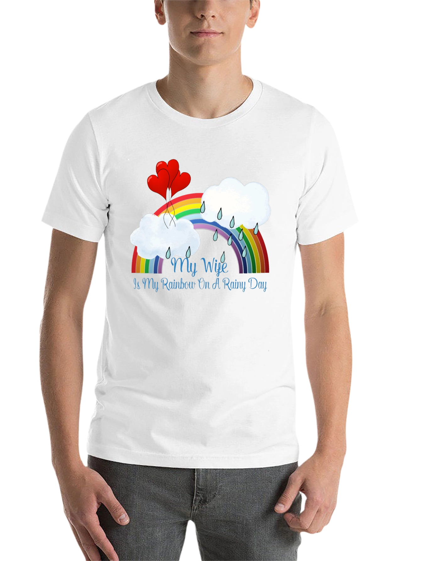 My Wife Rainbow Rainy Day Black T-Shirt - 14