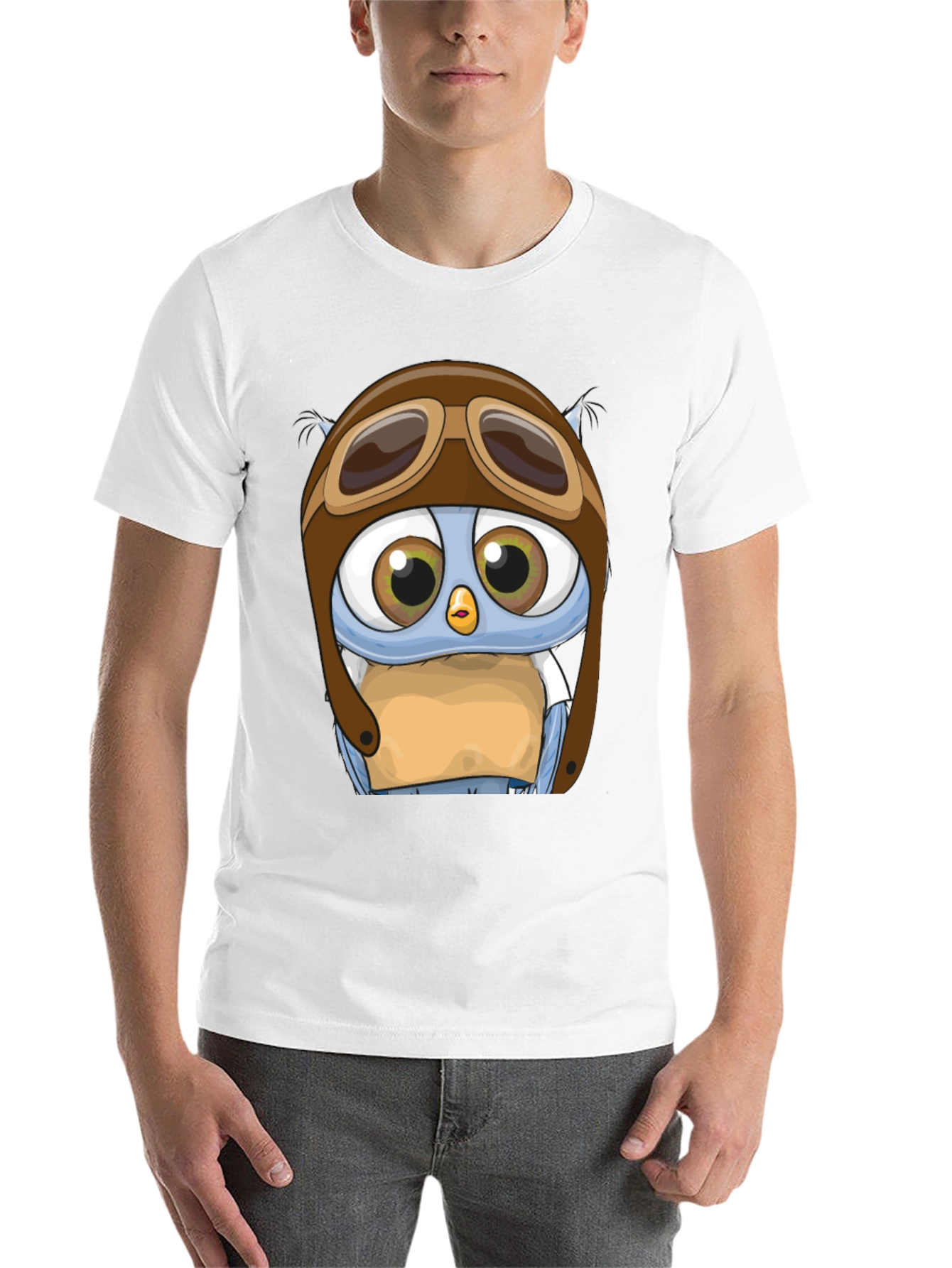 Black Pilot Owl T-Shirt - Cartoon Aviator Design view 14