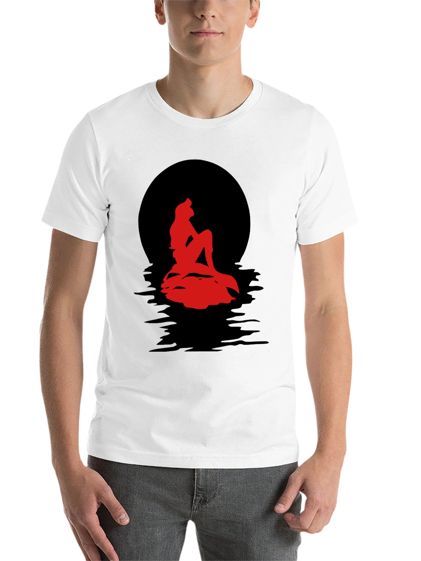 Black Red Mermaid Silhouette Graphic Tee view 14
