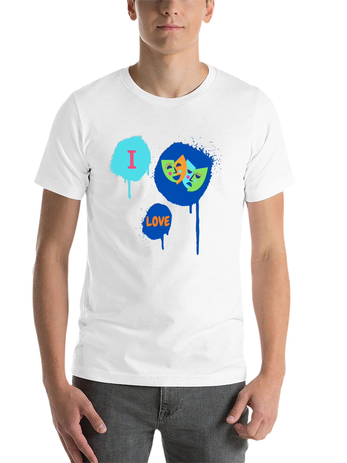 Black I Love Drama Masks Graphic Black T-Shirt view 14