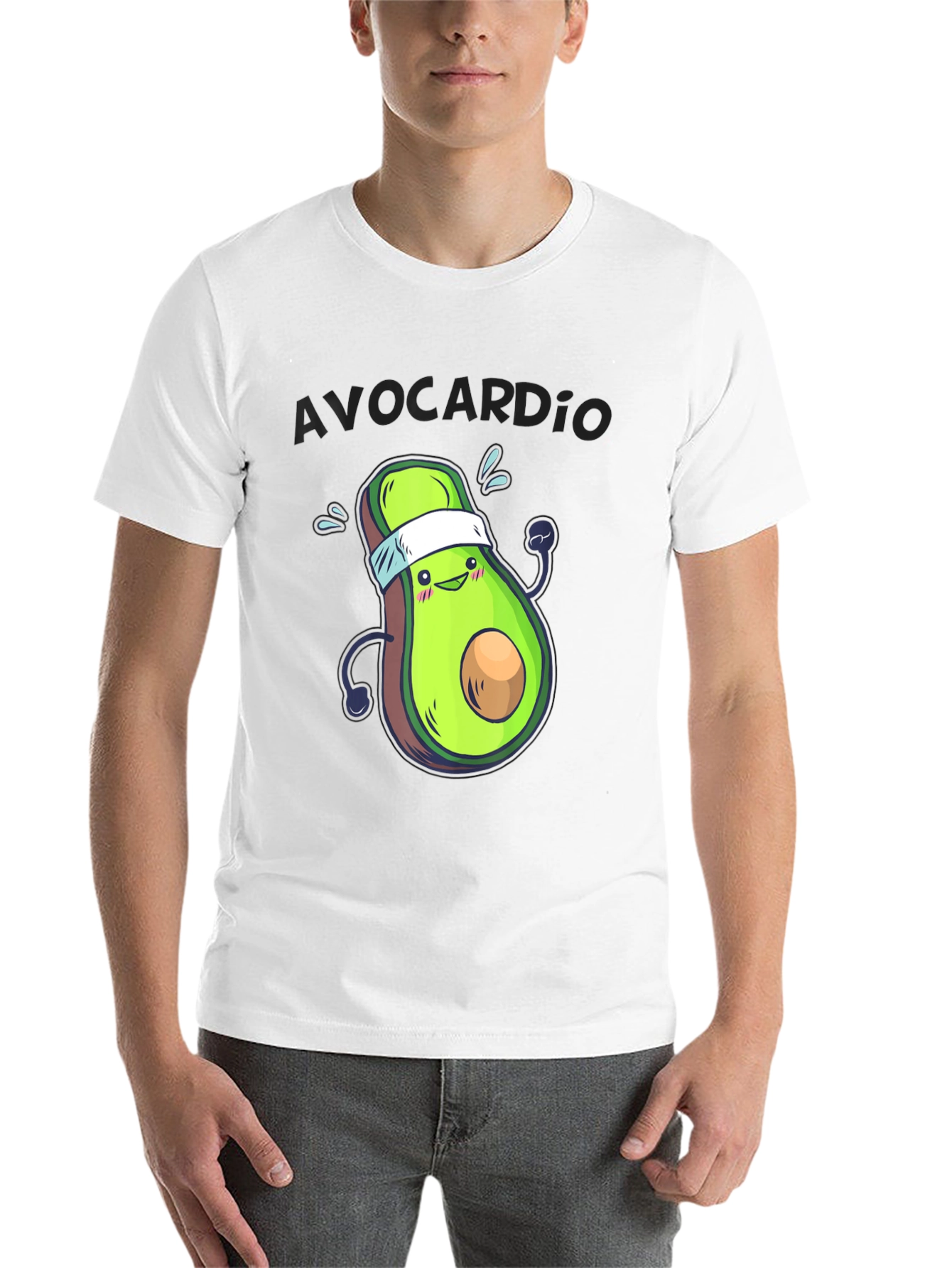 Black Avocardio Funny Avocado Workout T-Shirt view 14