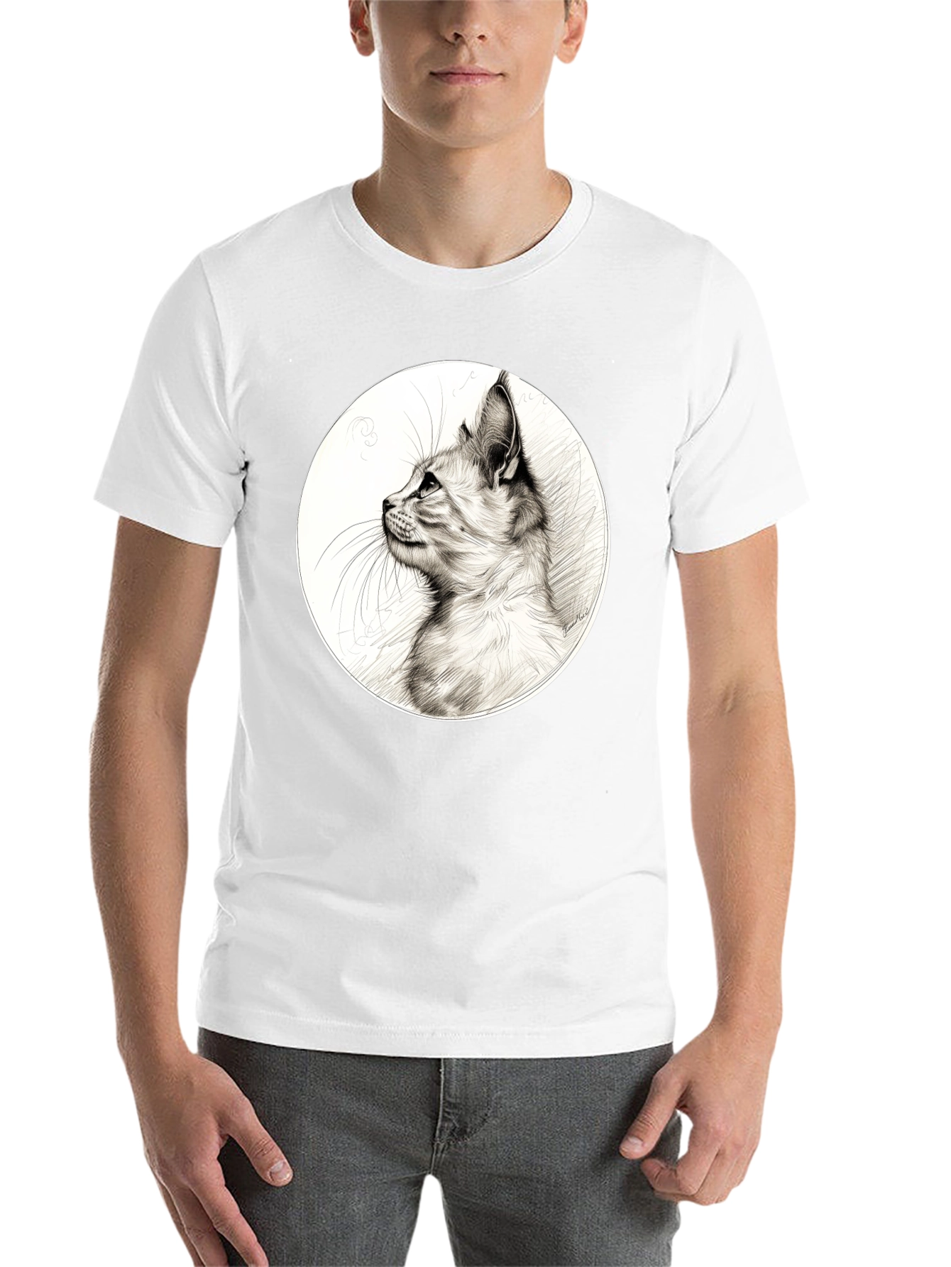 Black Cool Cat Graphic Tee - Black Cotton Blend view 14