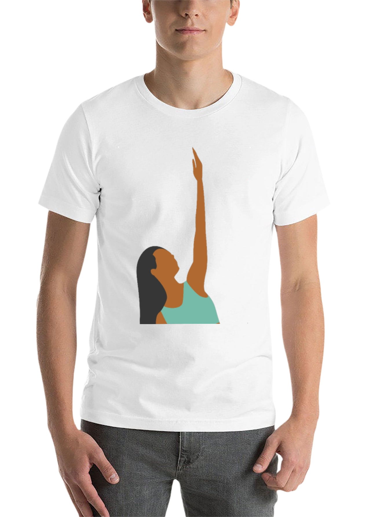 Woman Reaching Graphic Tee - Black - 14