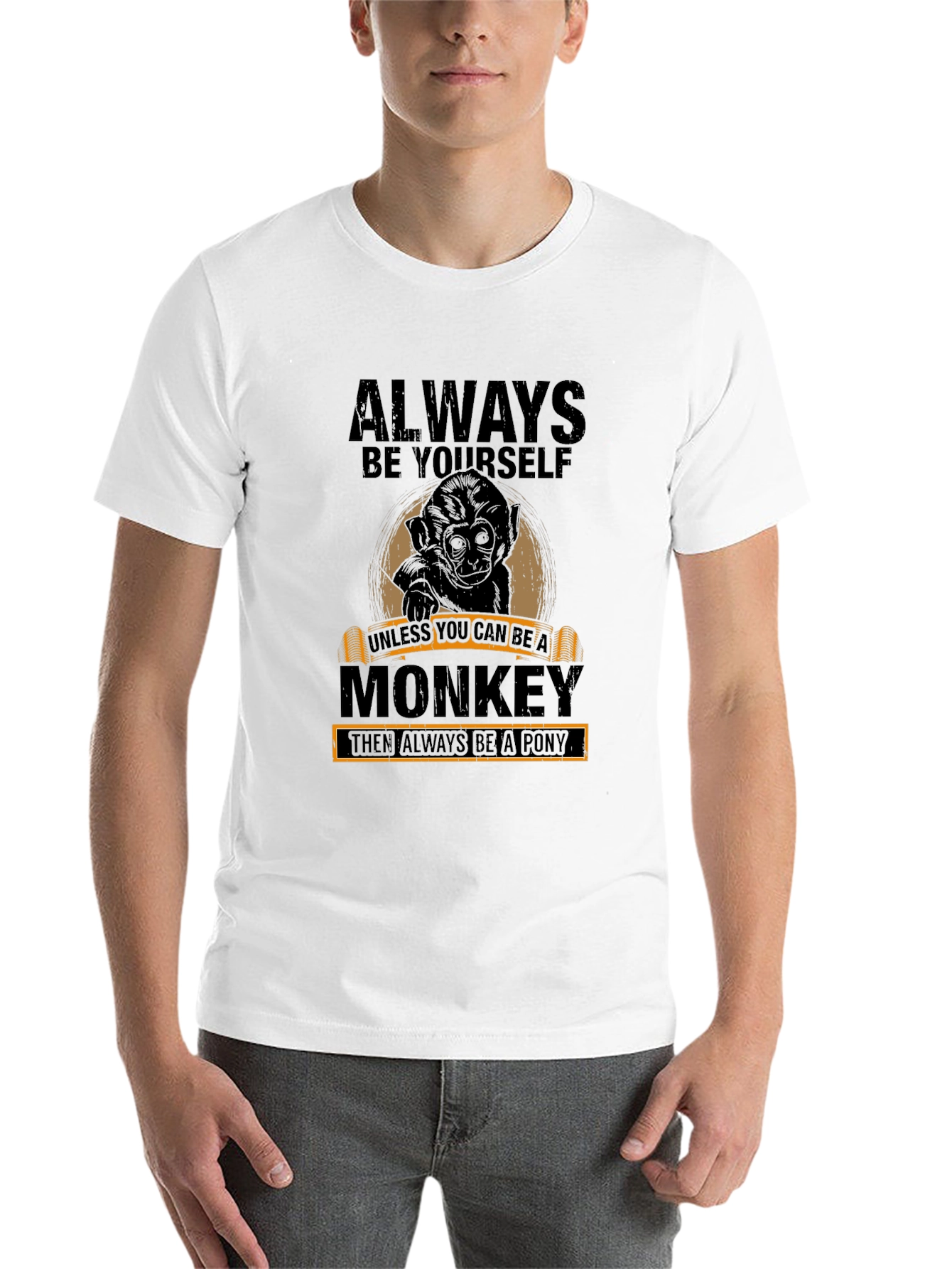 Black Always Be Yourself Monkey Graphic T-Shirt view 14