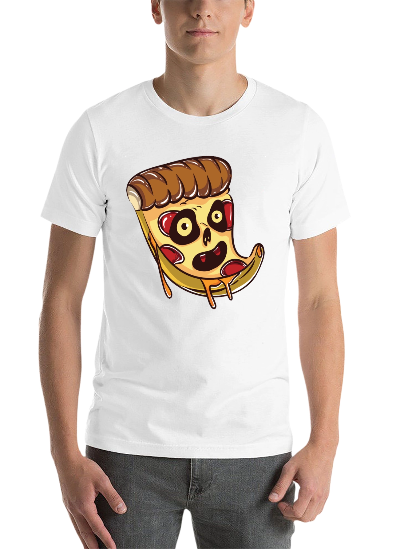 Black Zombie Pizza Slice Graphic Tee - Black Cotton T-Shirt view 14