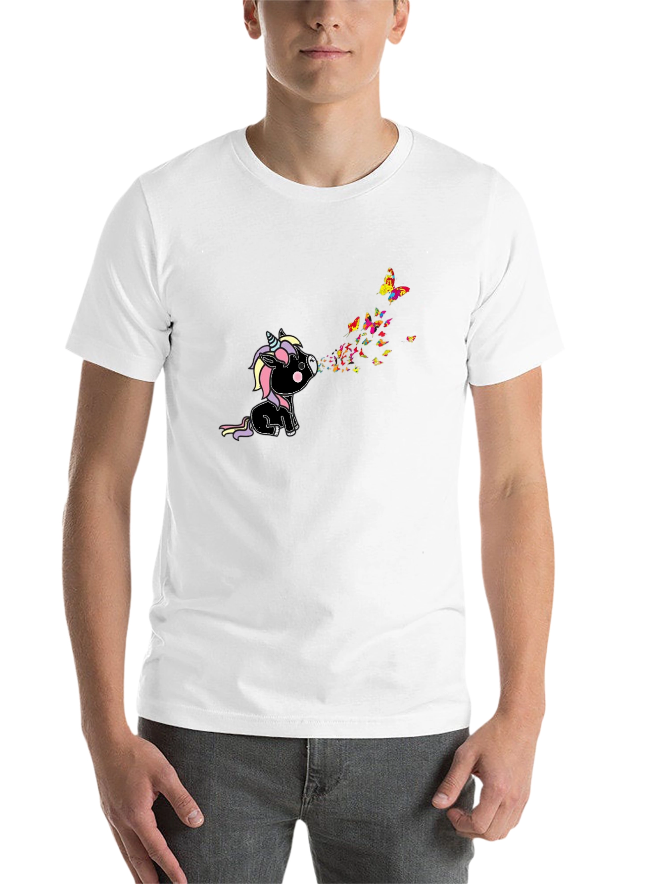Black Unicorn Butterfly T-Shirt - Black Graphic Tee view 14