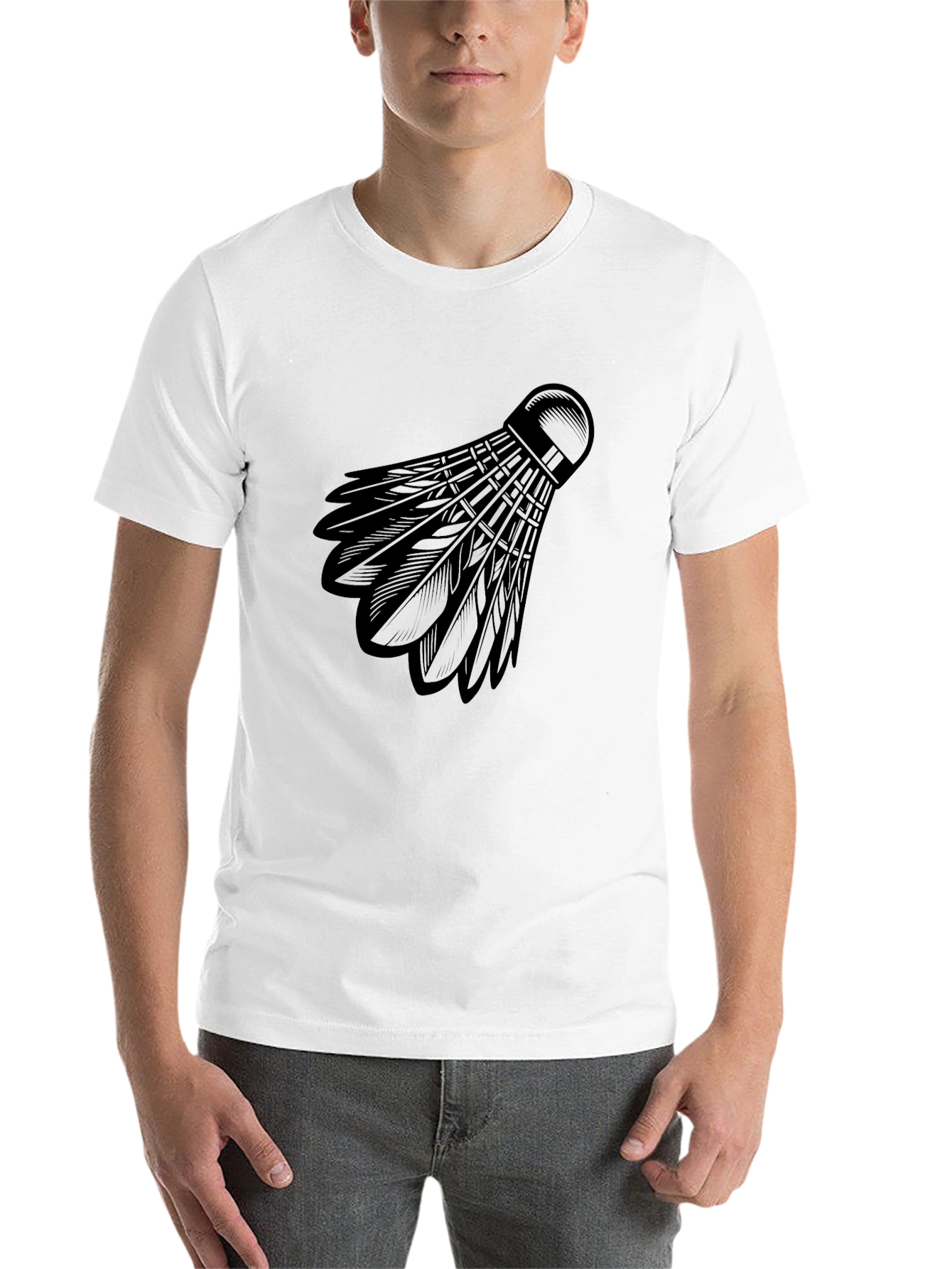 Black Badminton Shuttlecock Graphic Tee - Black Cotton view 14