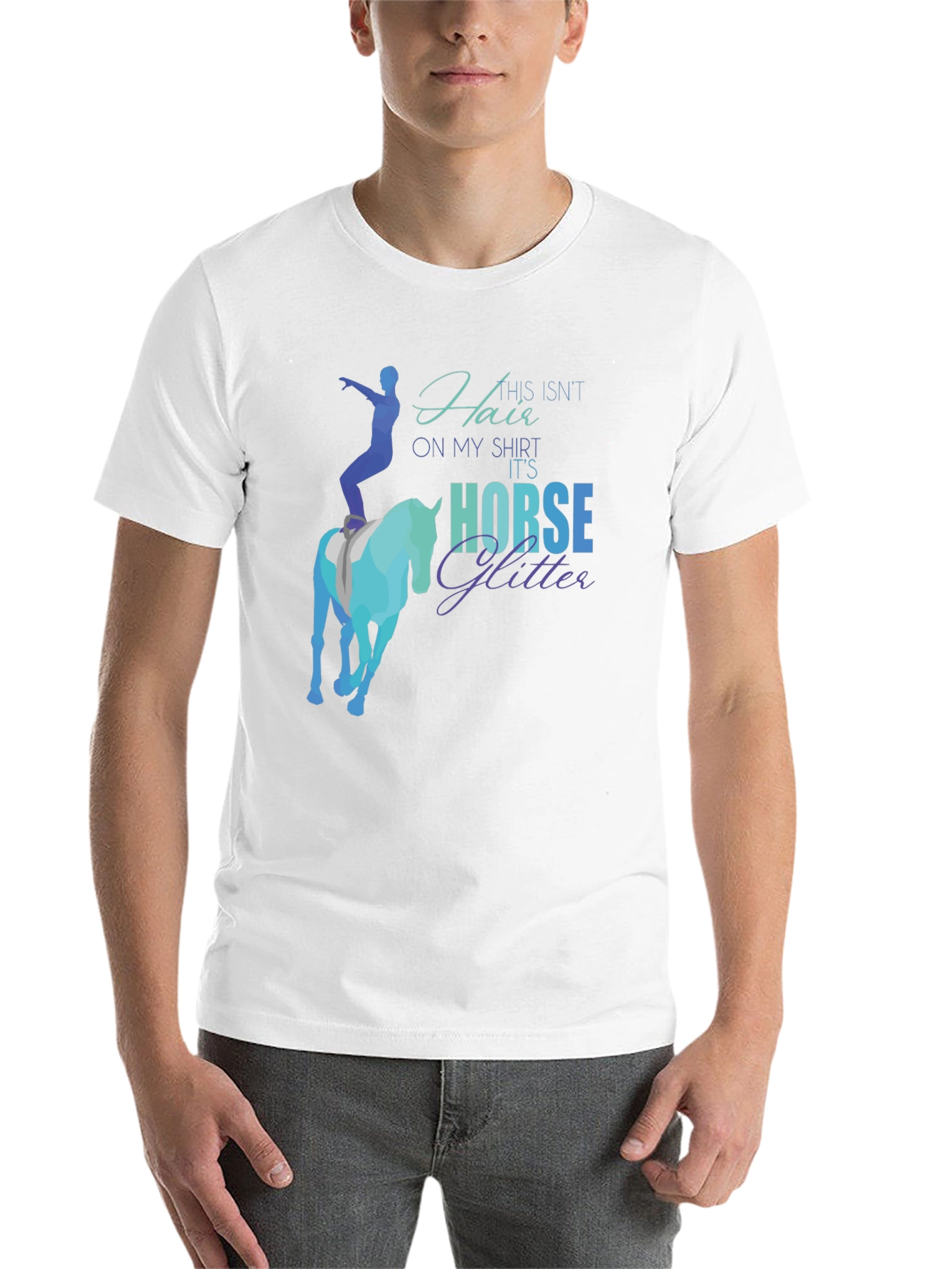 Black Horse Glitter Graphic T-Shirt - Equestrian Humor Tee view 14