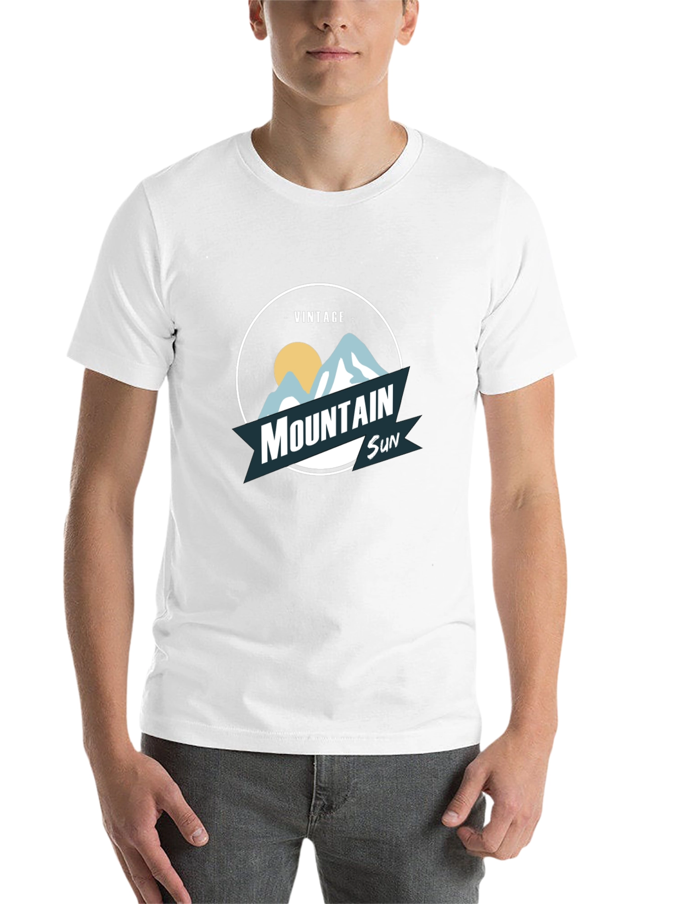 Black Vintage Mountain Sun Graphic Tee - Black view 14