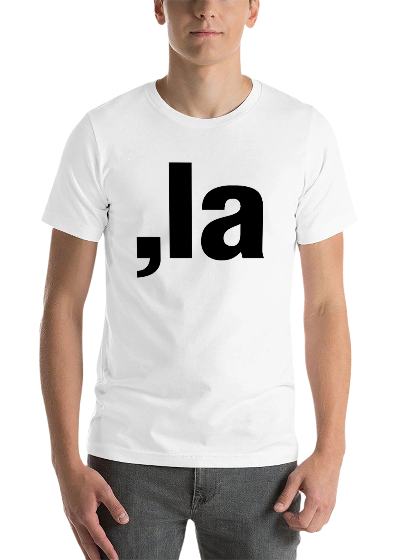 Black Black T-shirt with ",la" Lettering view 14