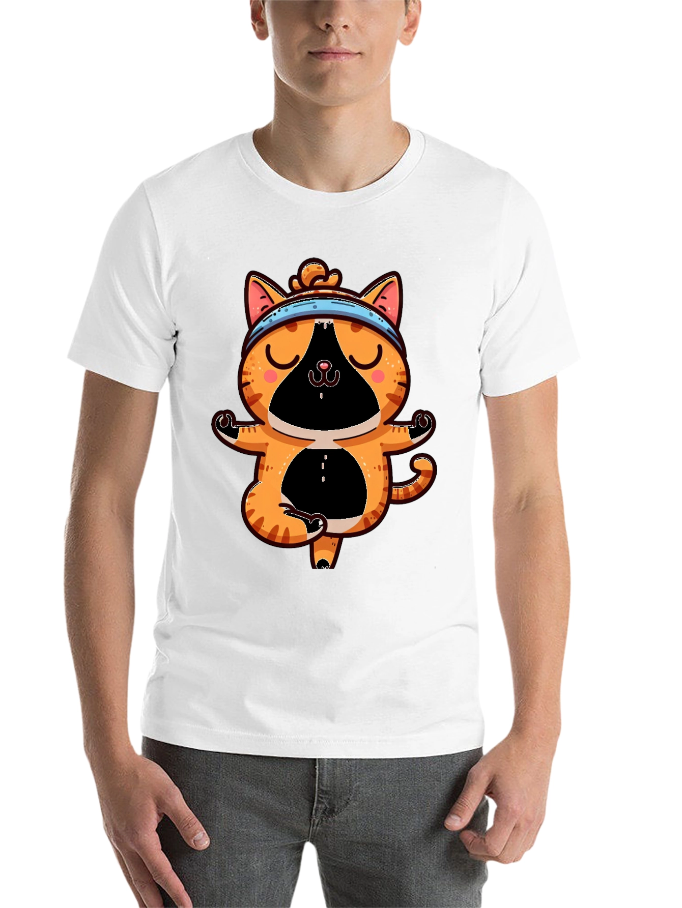Black Yoga Cat T-Shirt - Meditating Feline Tee view 14