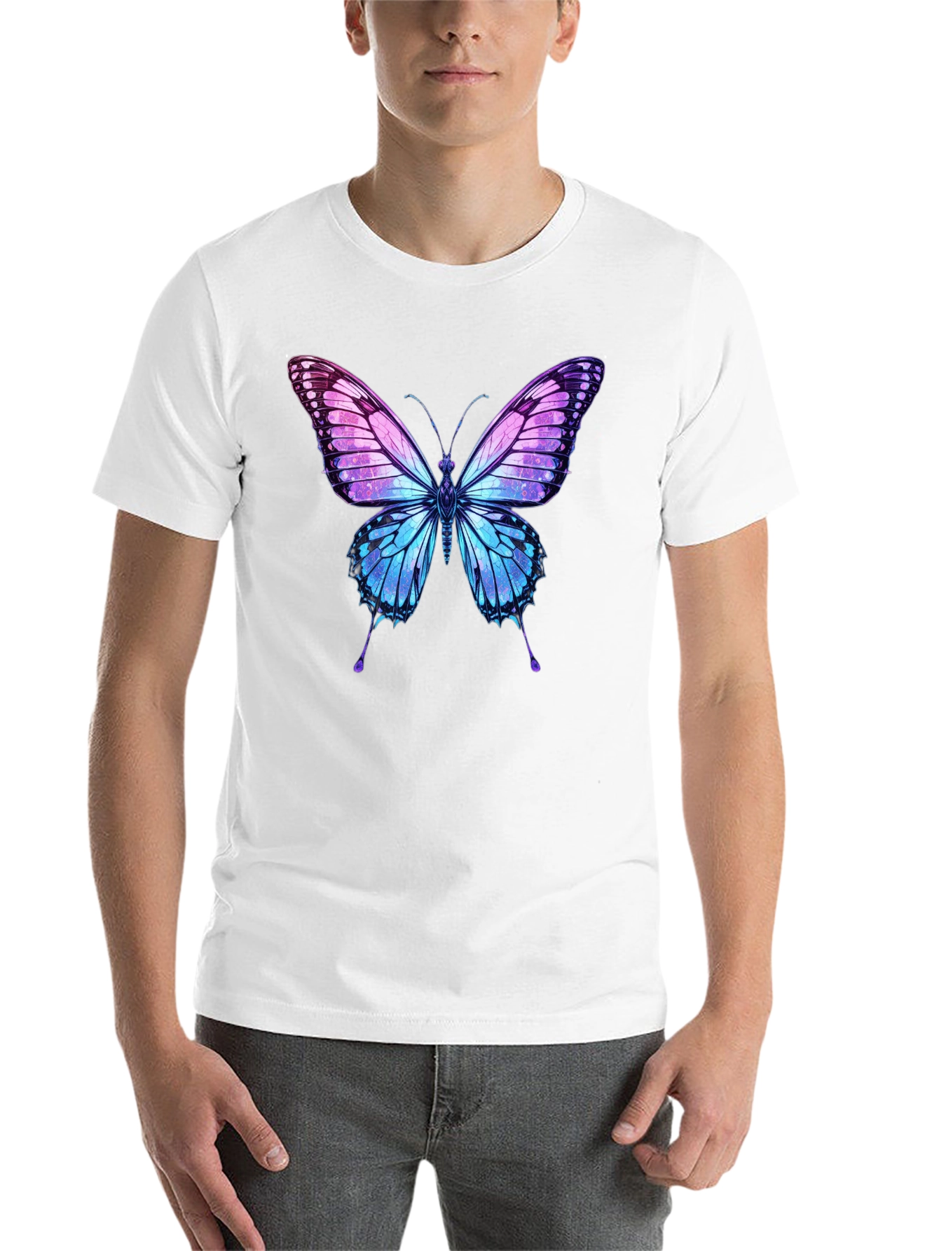 Black Butterfly Graphic Print Men's T-Shirt view 14