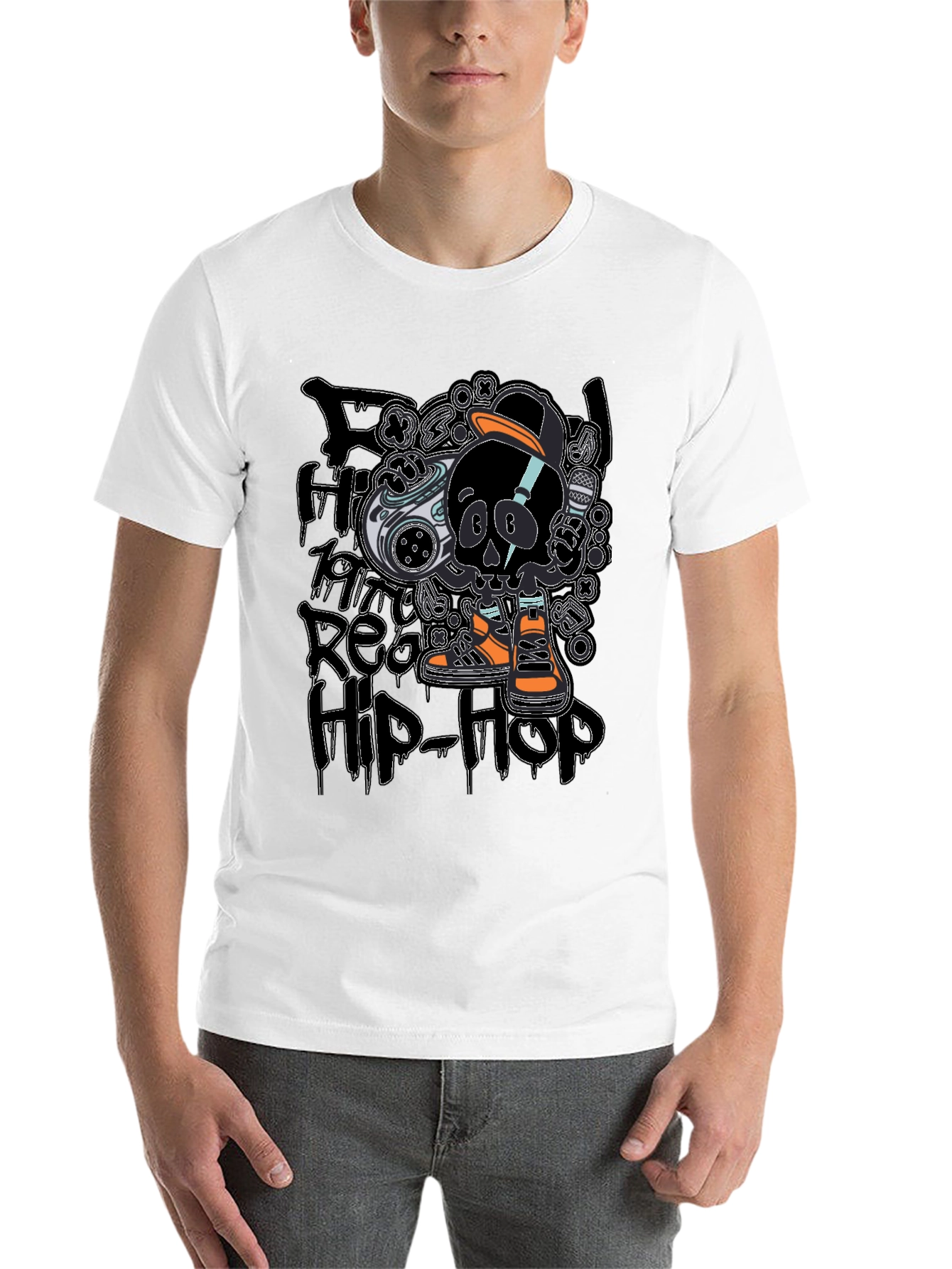 Black Hip-Hop Skull T-Shirt - Black view 14