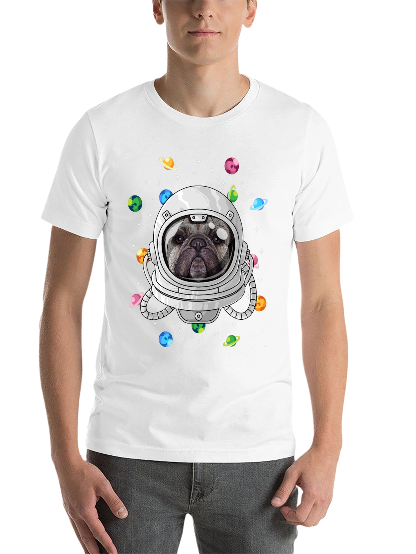 Black Pug Astronaut T-Shirt - Galaxy Dog Space Tee view 14