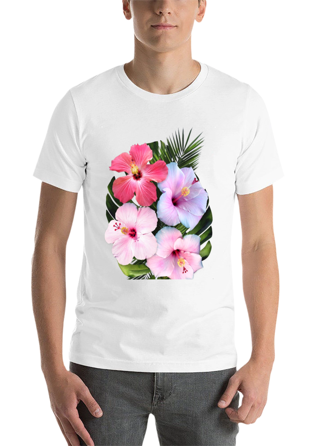 Black Floral Hibiscus Graphic T-Shirt view 14