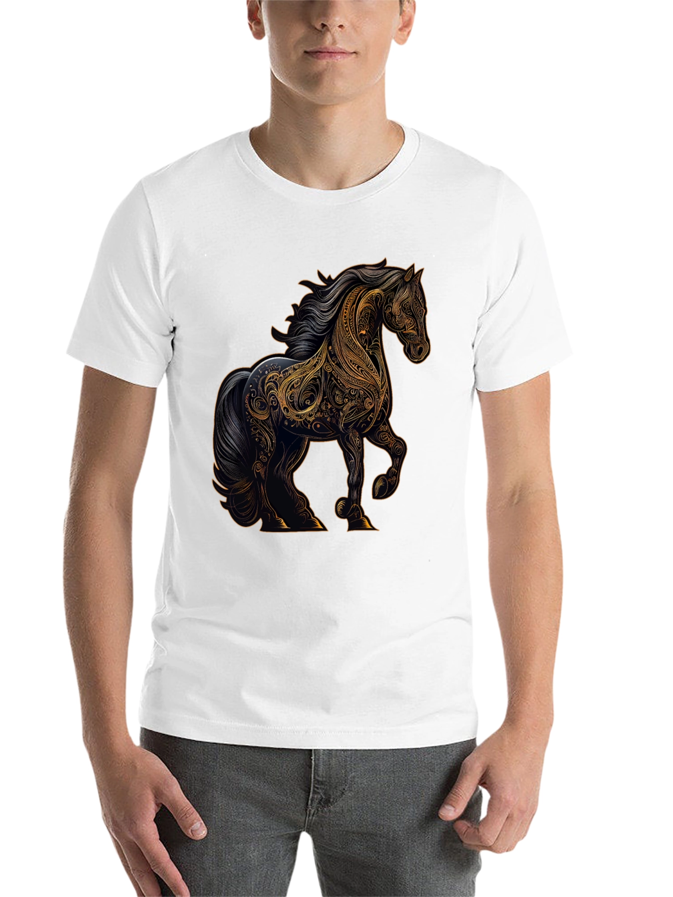 Black Majestic Horse Graphic Tee - Black view 14