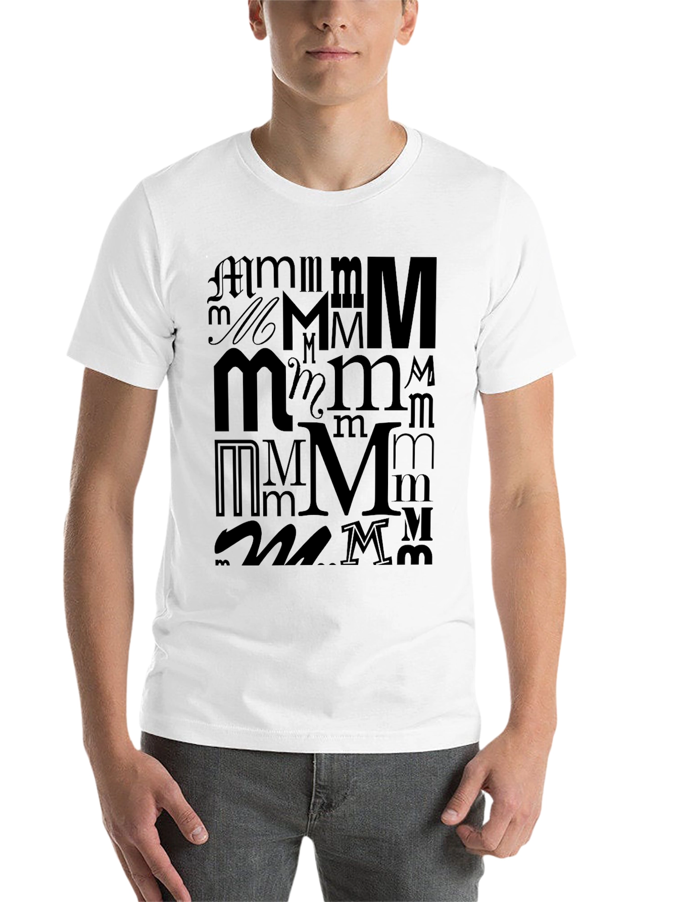 Black Letter "M" Black Graphic Tee view 14