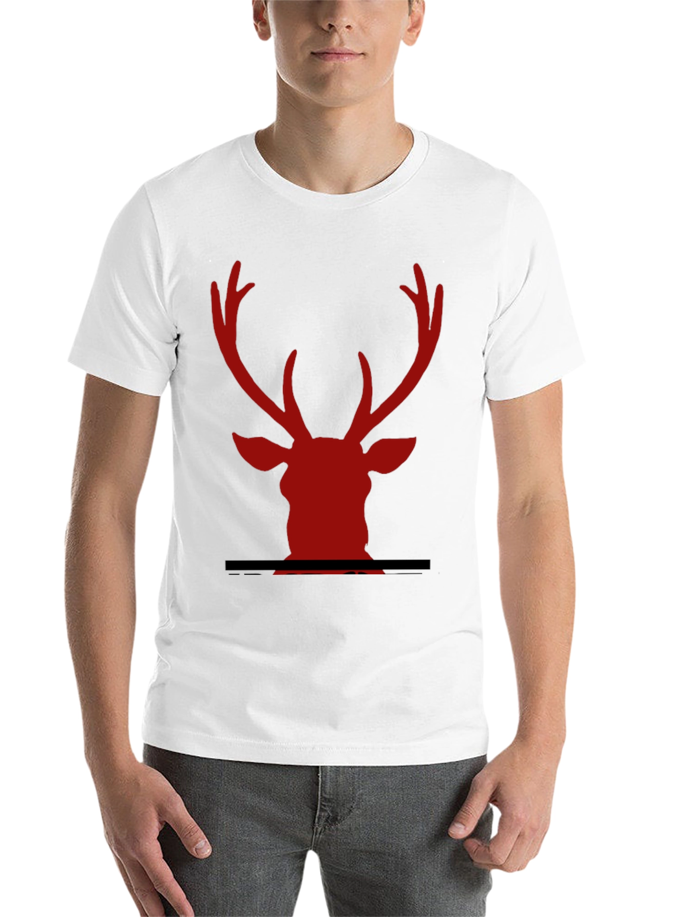 Black Red Deer Head Graphic Black T-Shirt view 14