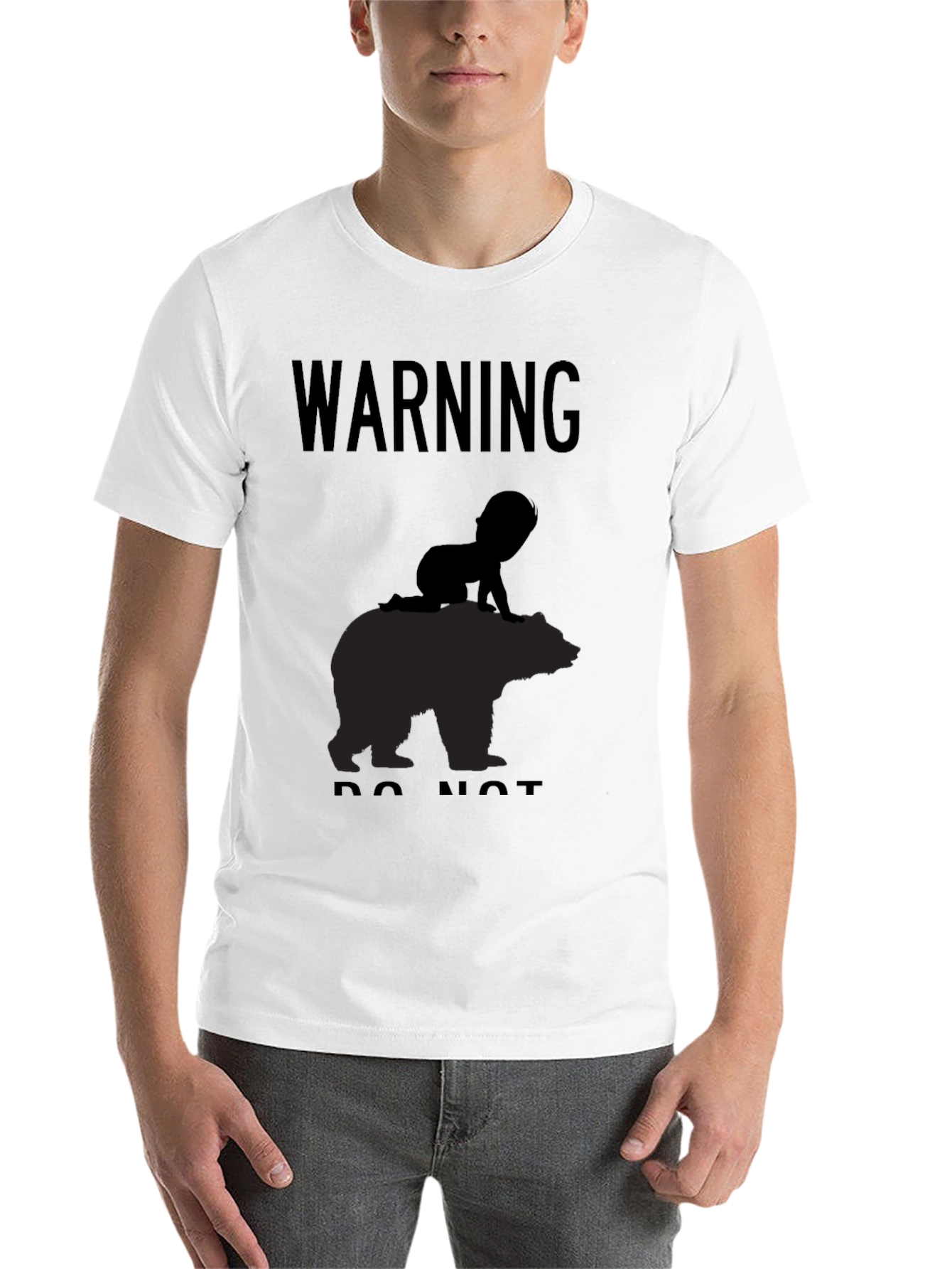 Black Warning Baby on Bear T-Shirt - Funny Novelty Tee view 14