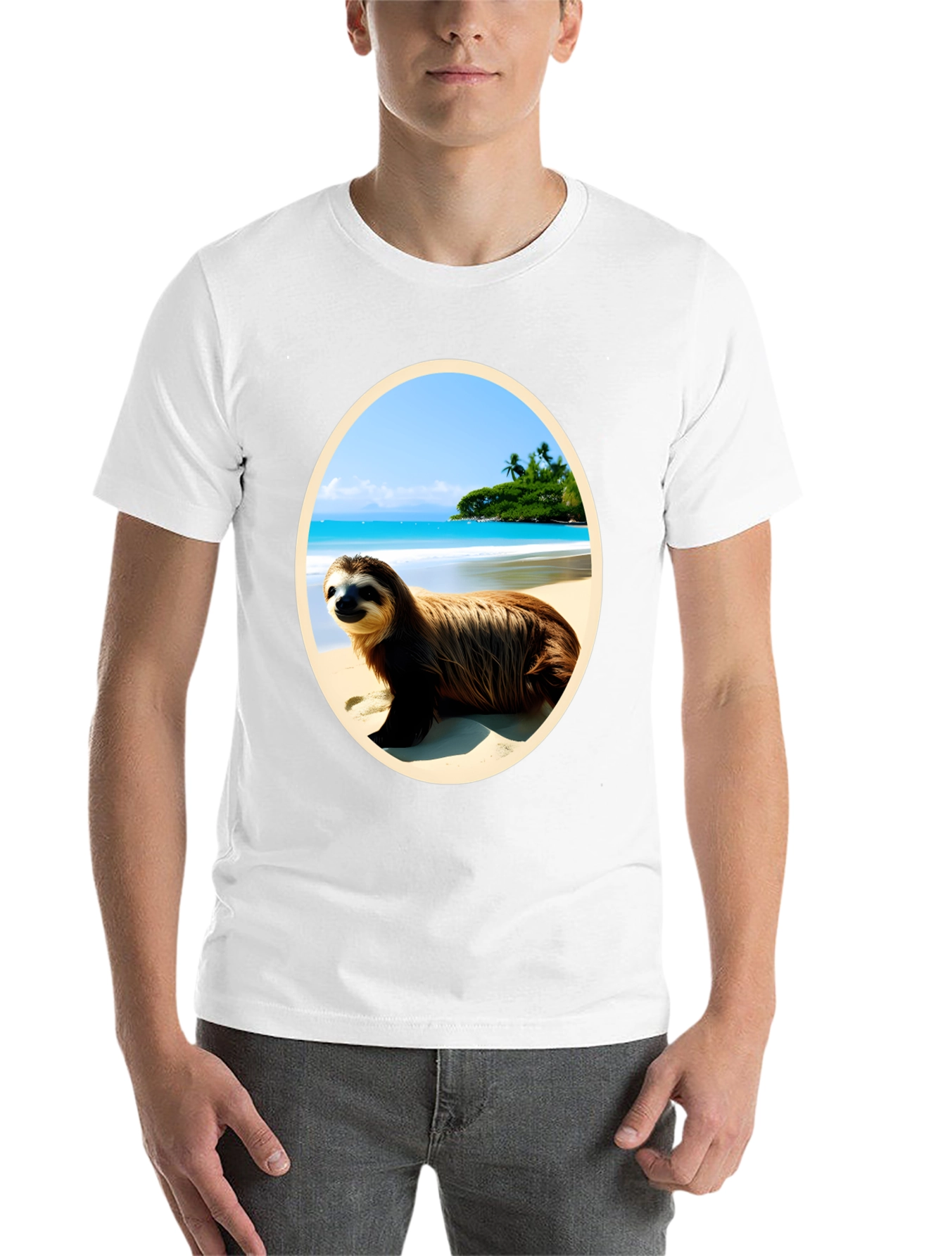 Black Sloth Beach T-Shirt view 14