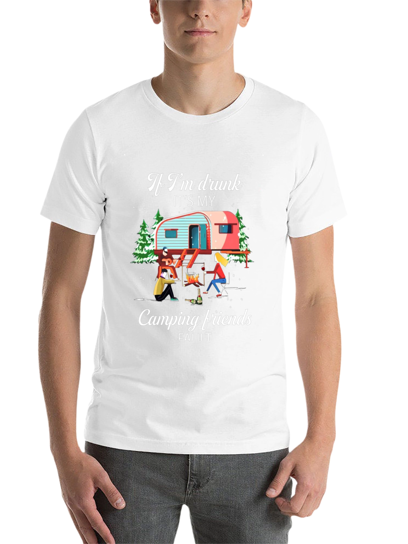 Black Funny Camping Friends Graphic Tee view 14