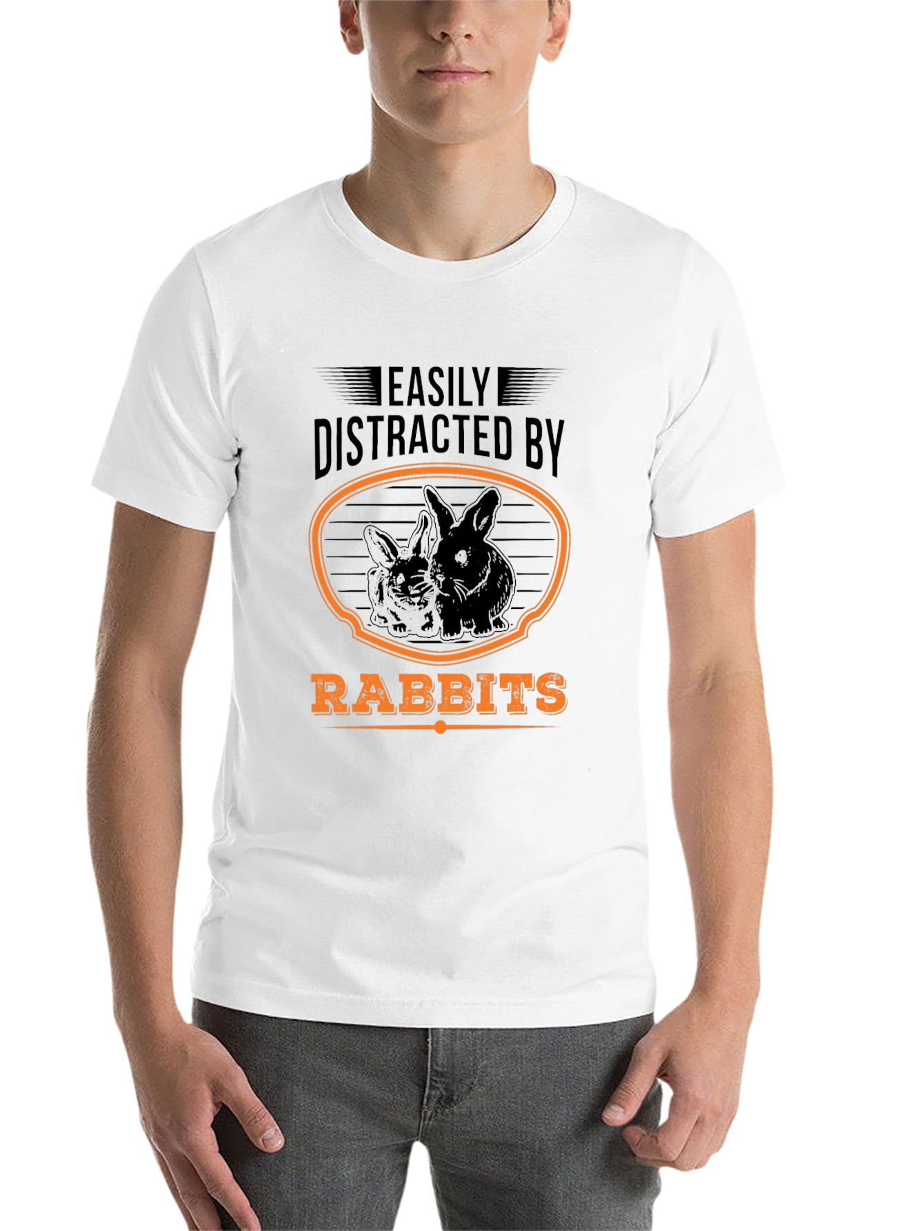 Black Easily Distracted By Rabbits T-Shirt view 14