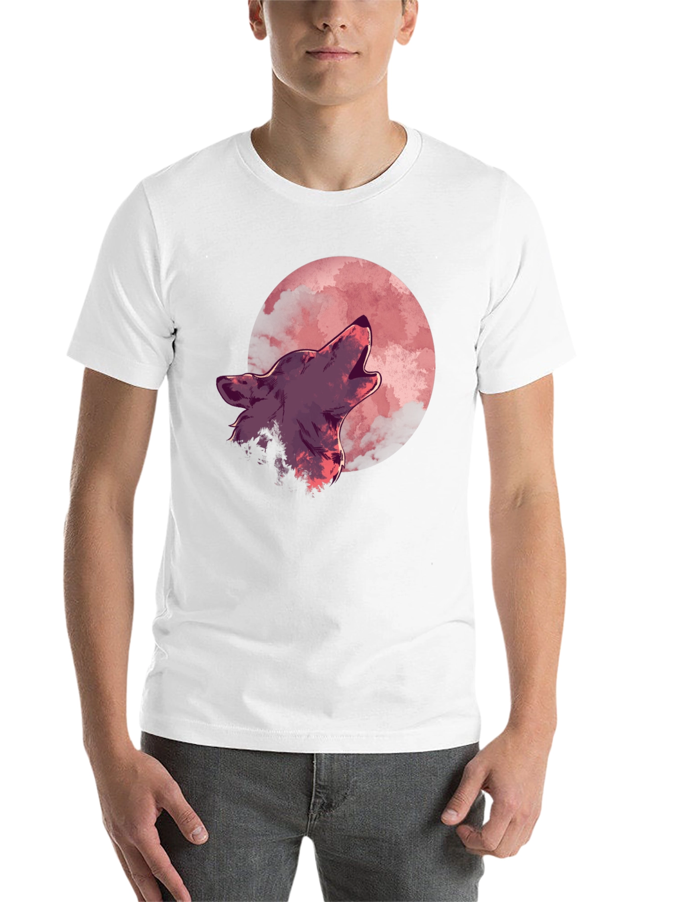 Black Wolf Howling at Moon Graphic Tee view 14