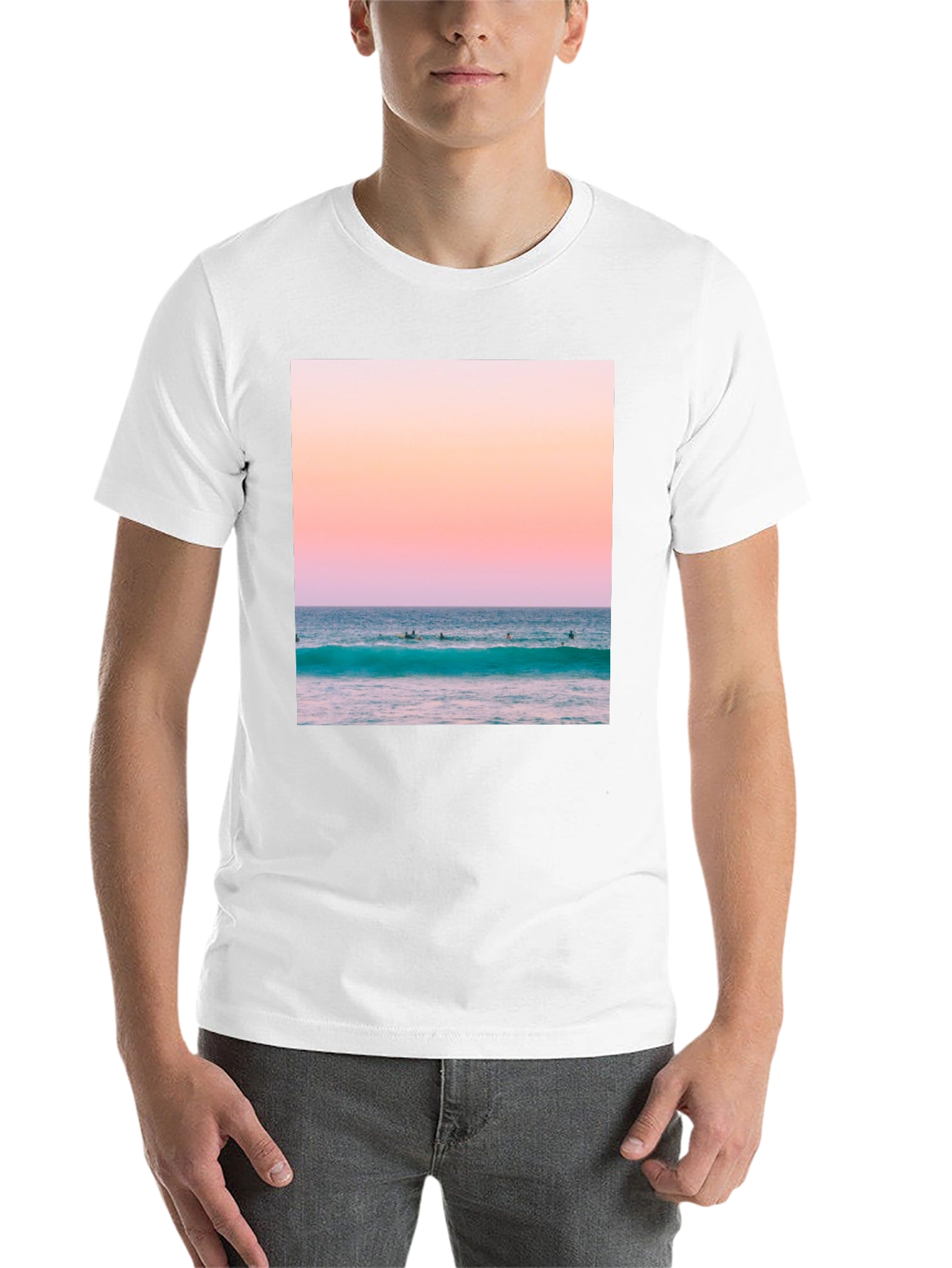Black Sunset Ocean Wave Graphic T-Shirt view 14