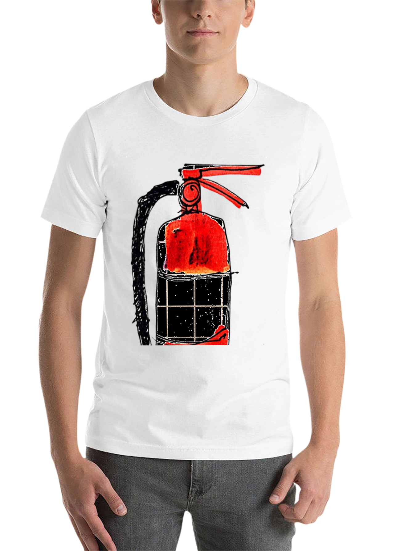 Black Fire Extinguisher Graphic Tee - Novelty Print view 14