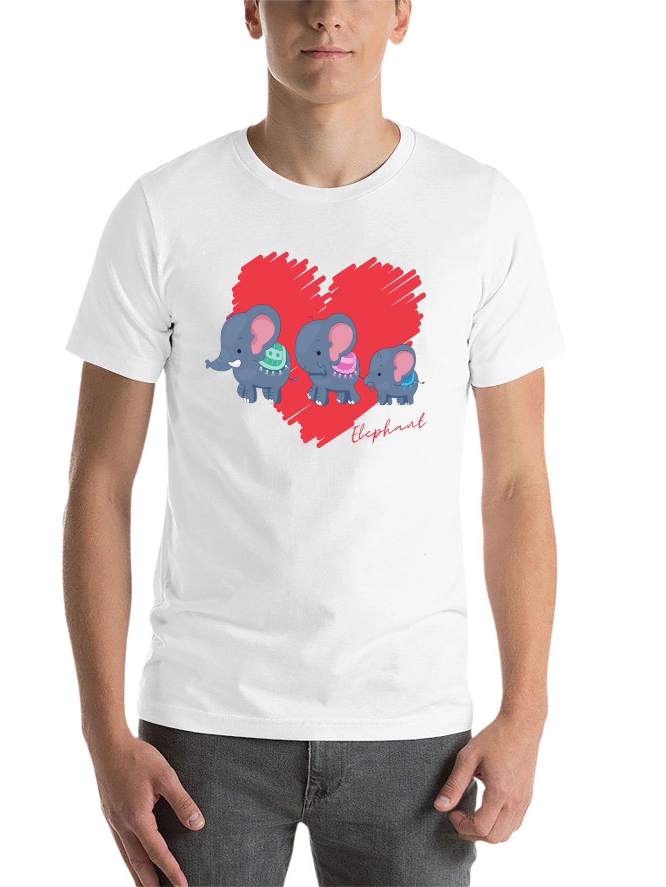 Black Elephant Family Heart Graphic Black T-Shirt view 14