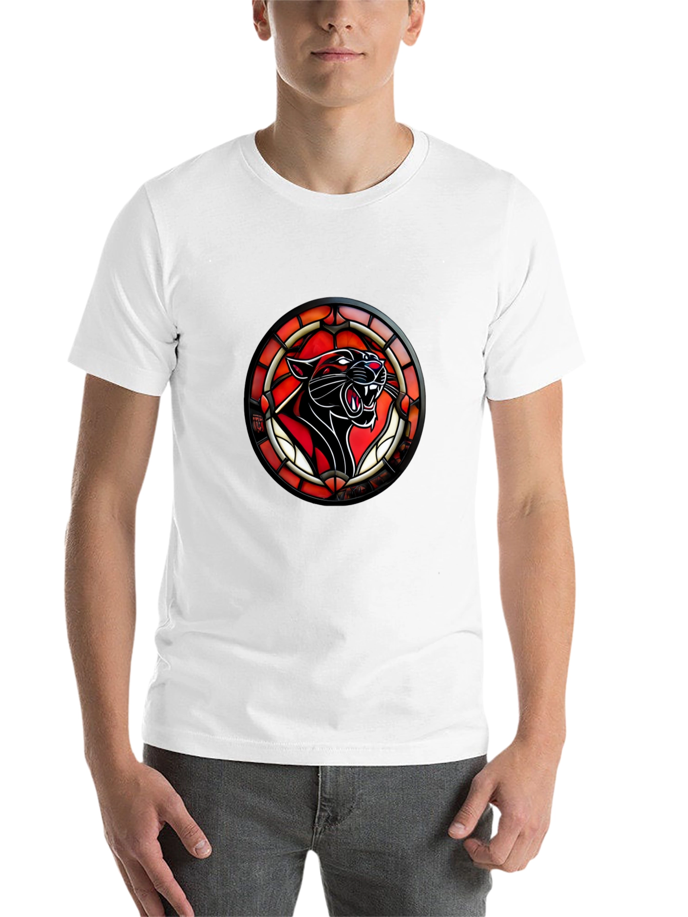 Black Stained Glass Panther T-Shirt - Bold Graphic Tee view 14