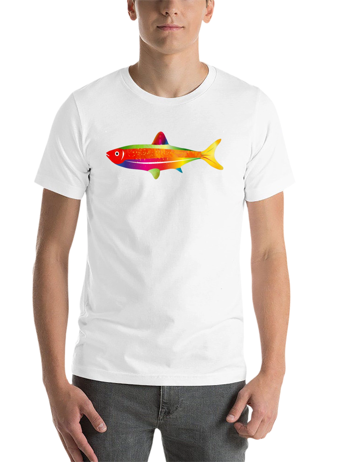 Black Rainbow Fish Graphic Tee - Men's Black T-Shirt view 14